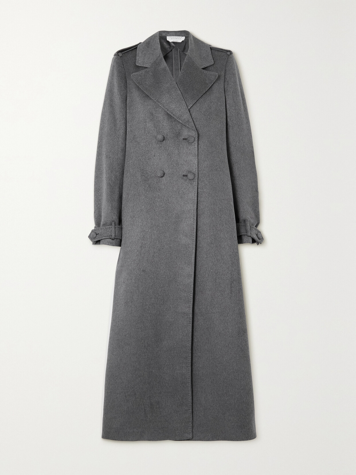 Gabriela Hearst Houstt Double-breasted Brushed-silk Coat In Dark Grey Melange