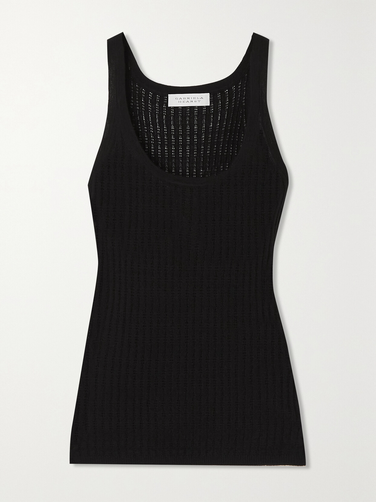 Shop Gabriela Hearst Nevin Pointelle-knit Cashmere And Silk-blend Tank In Black