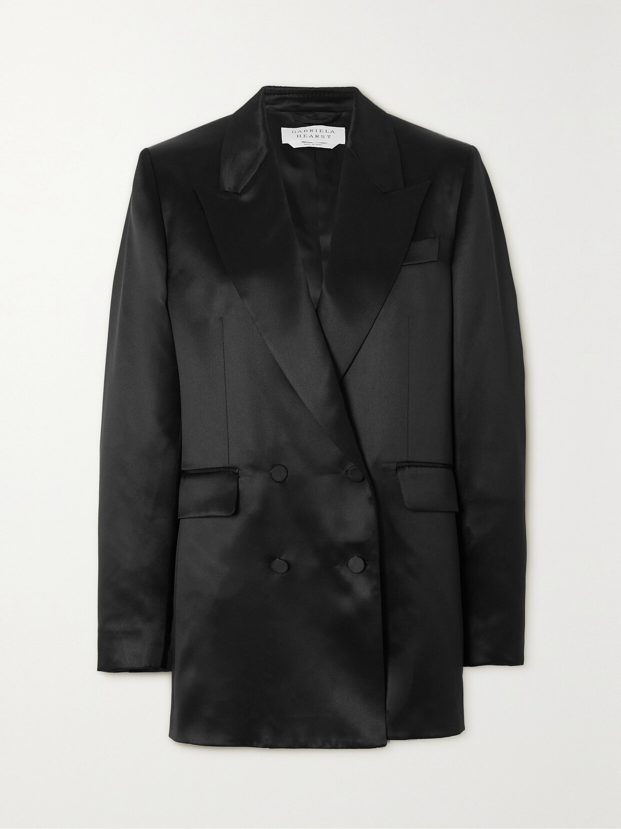 Gabriela Hearst Elmore Double-breasted Silk-satin Twill Blazer - Black