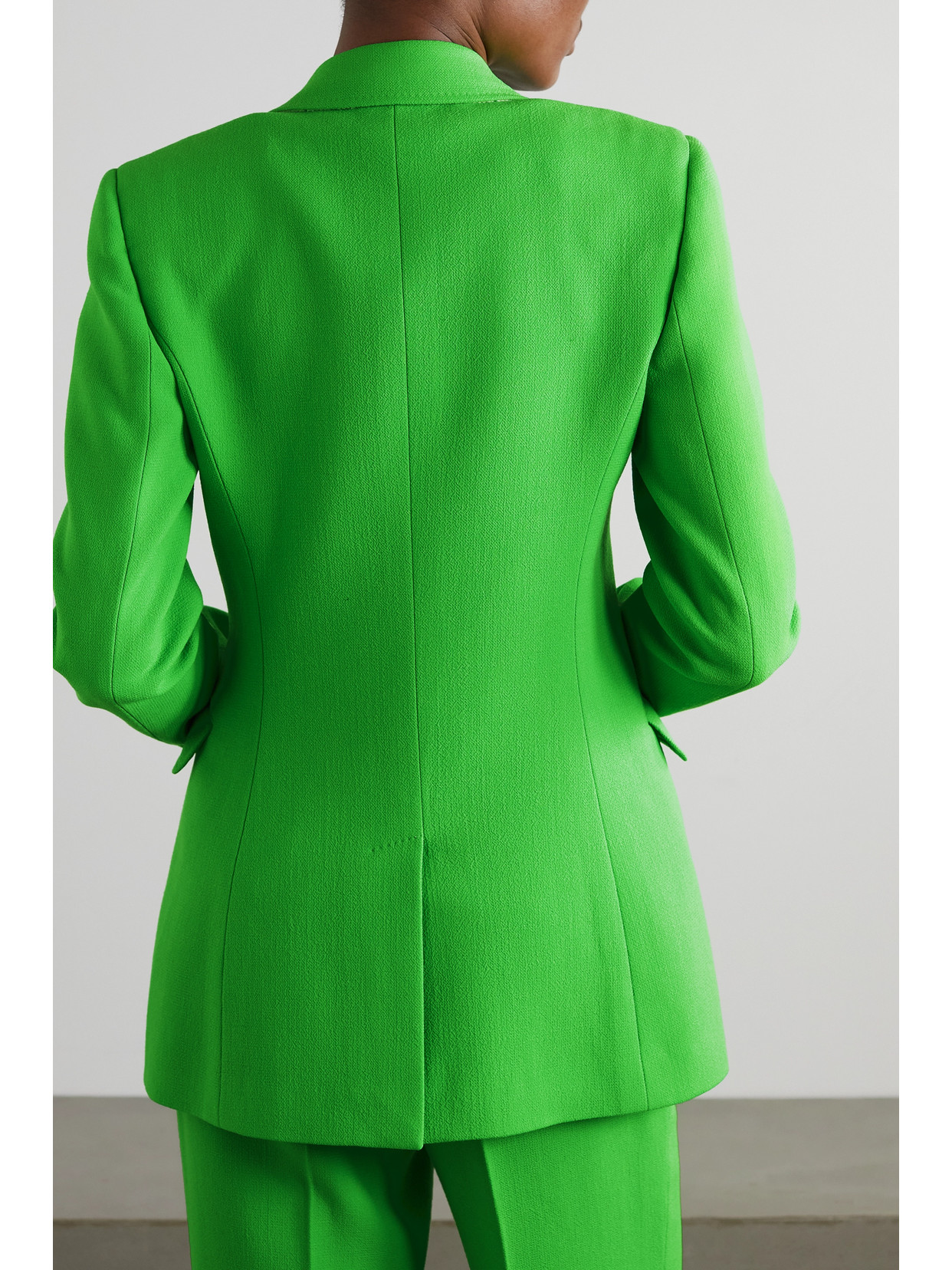 Shop Gabriela Hearst Stephanie Double-breasted Wool-crepe Blazer In Green