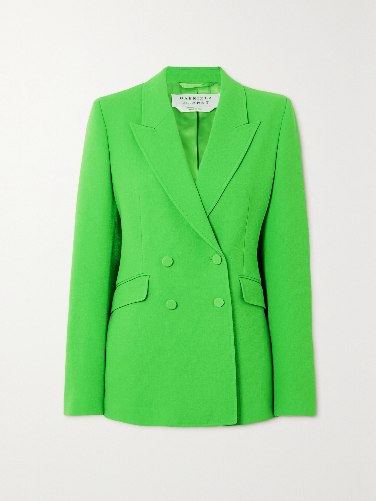 Gabriela Hearst Stephanie Double-breasted Wool-crepe Blazer In Green