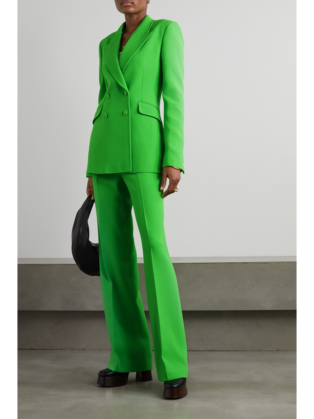 Gabriela Hearst Stephanie Double-breasted Wool-crepe Blazer In Green