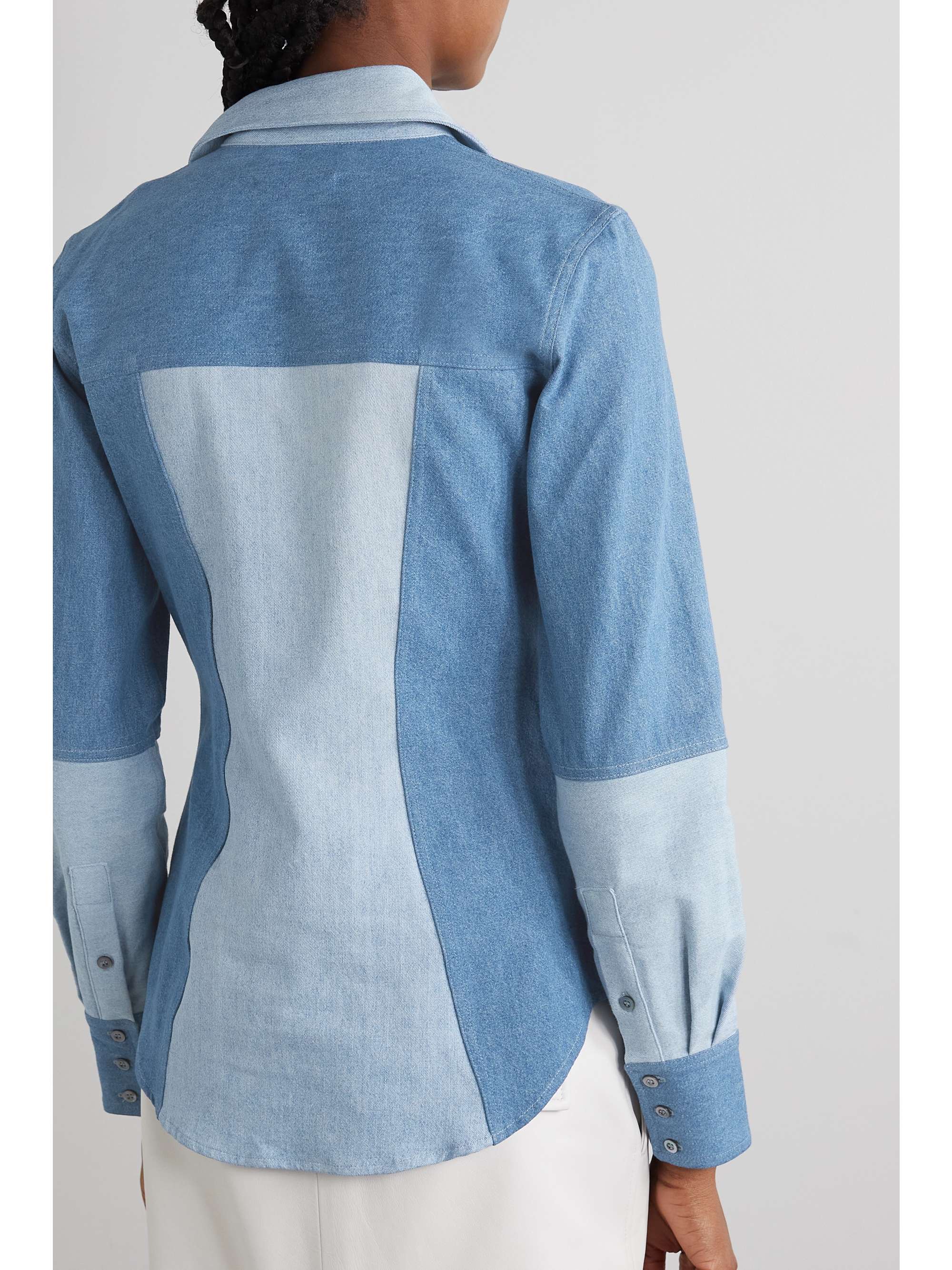 GABRIELA HEARST + E.L.V. DENIM Elly patchworked two-tone linen shirt