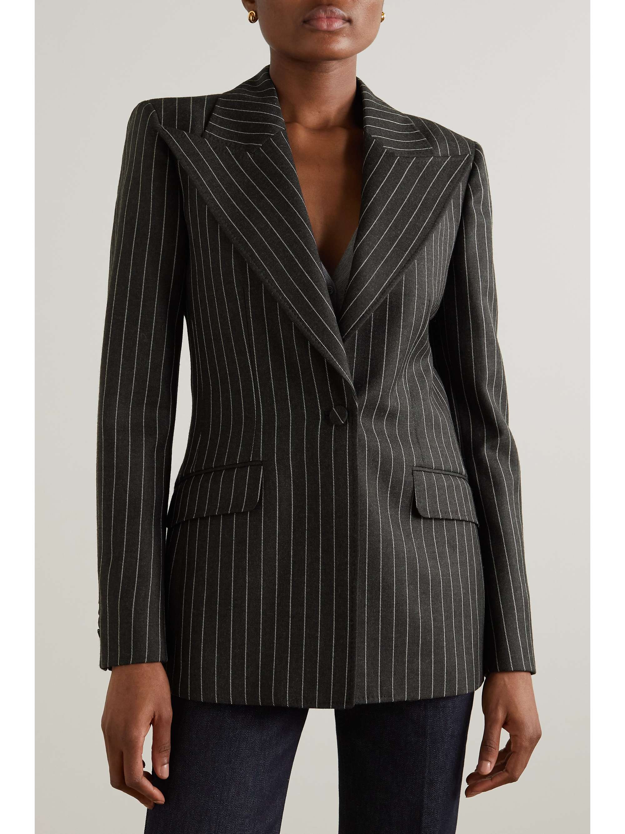 GABRIELA HEARST Leiva pinstriped wool-twill blazer