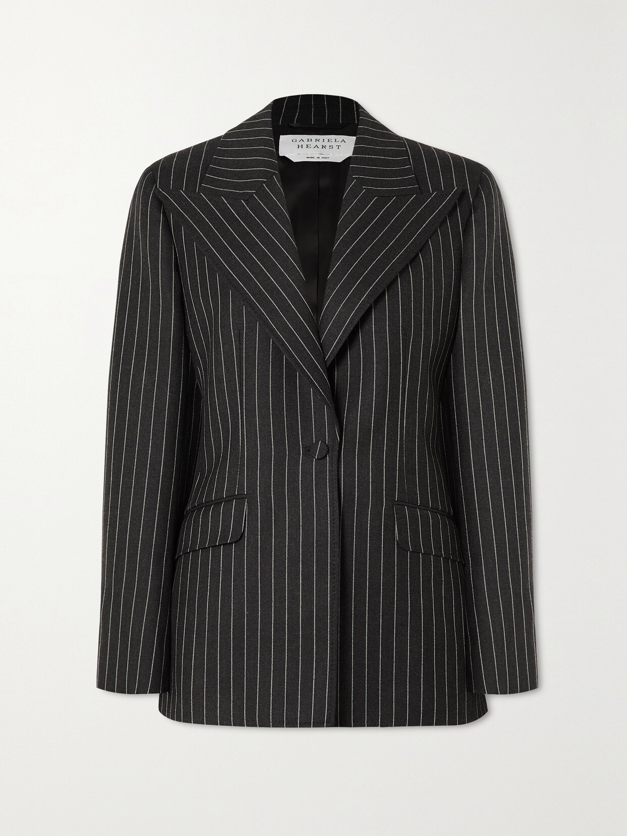 Gabriela Hearst Leiva Pinstriped Wool-twill Blazer In Gray