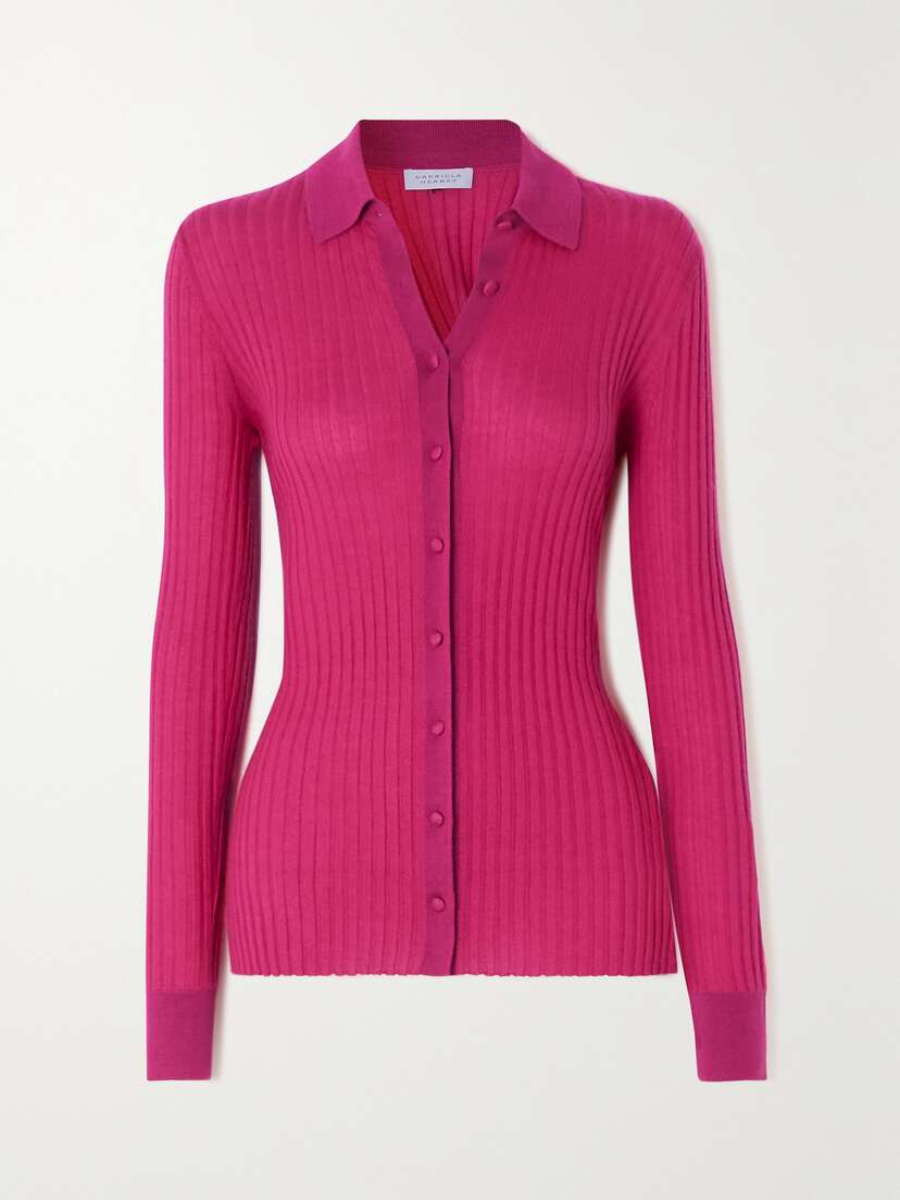 Gabriela Hearst Cavalieri Ribbed Cashmere And Silk-blend Shirt