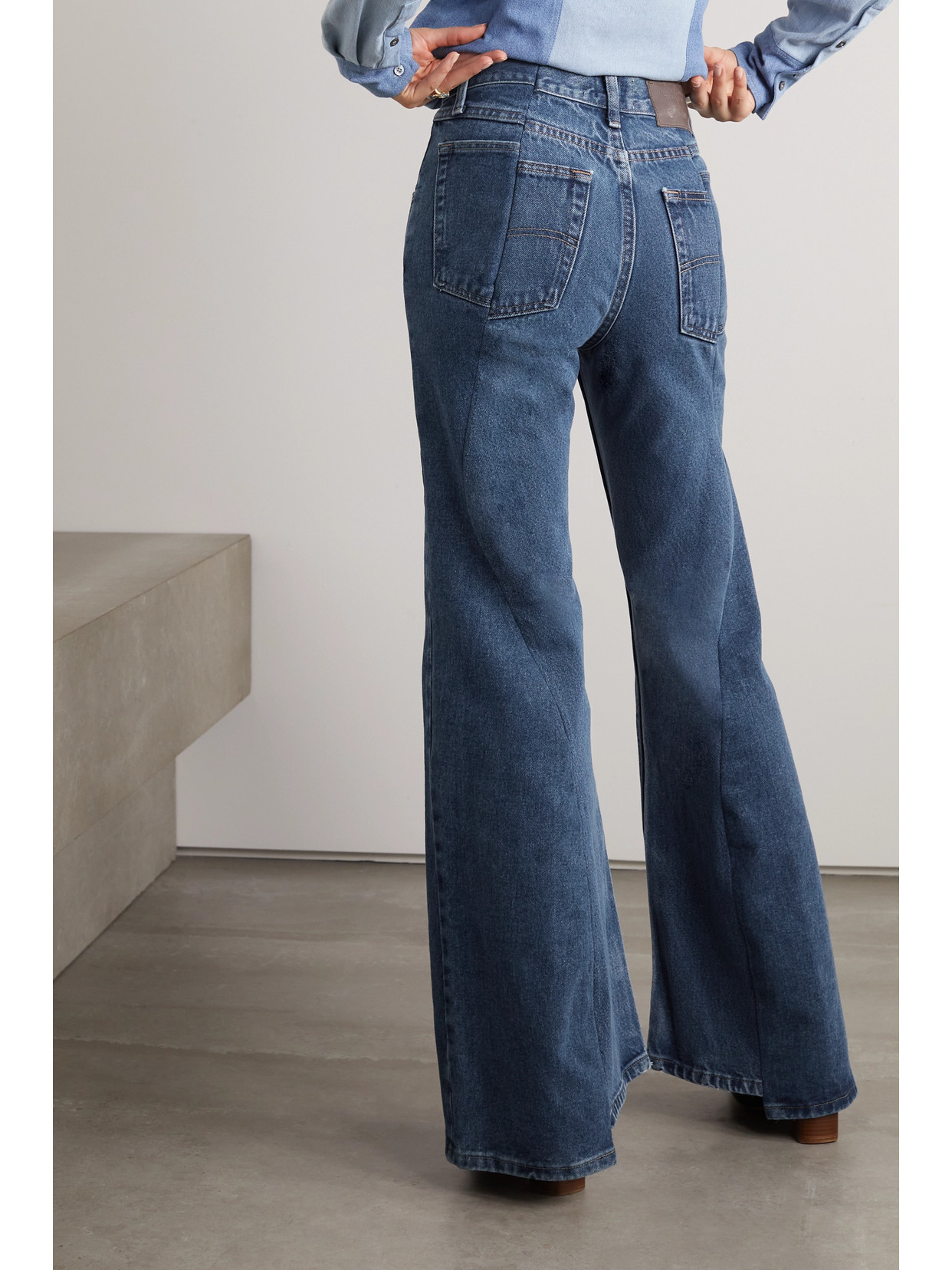 Shop Gabriela Hearst + E.l.v. Denim Foster High-rise Flared Jeans In Blue