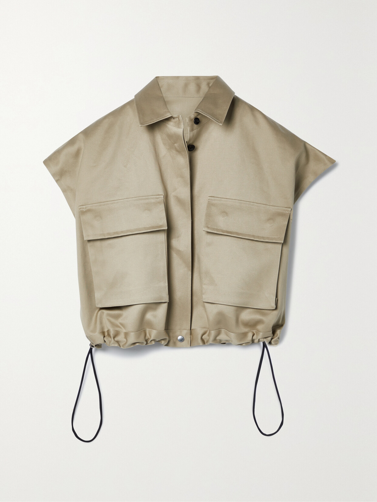 Sacai - Cropped Cotton-twill Shirt - Neutrals