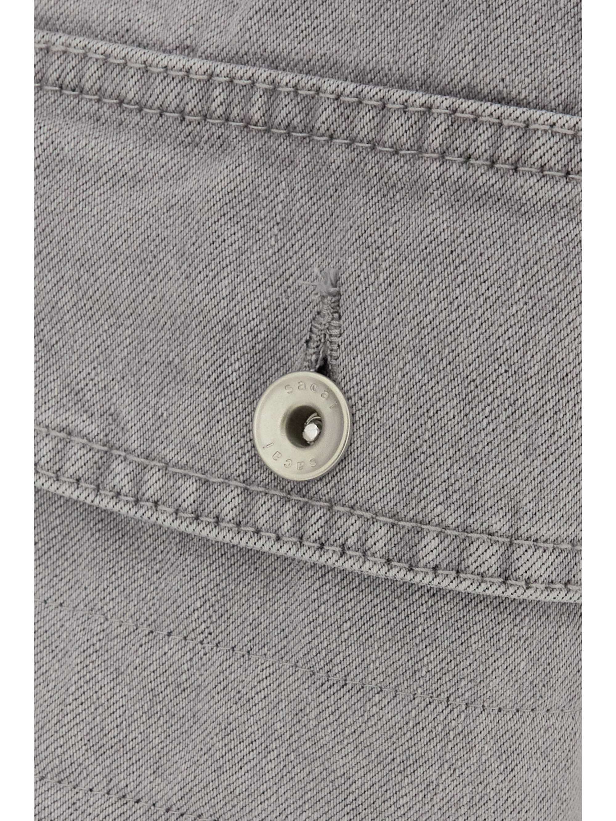 SACAI Cropped shell-trimmed denim bomber jacket