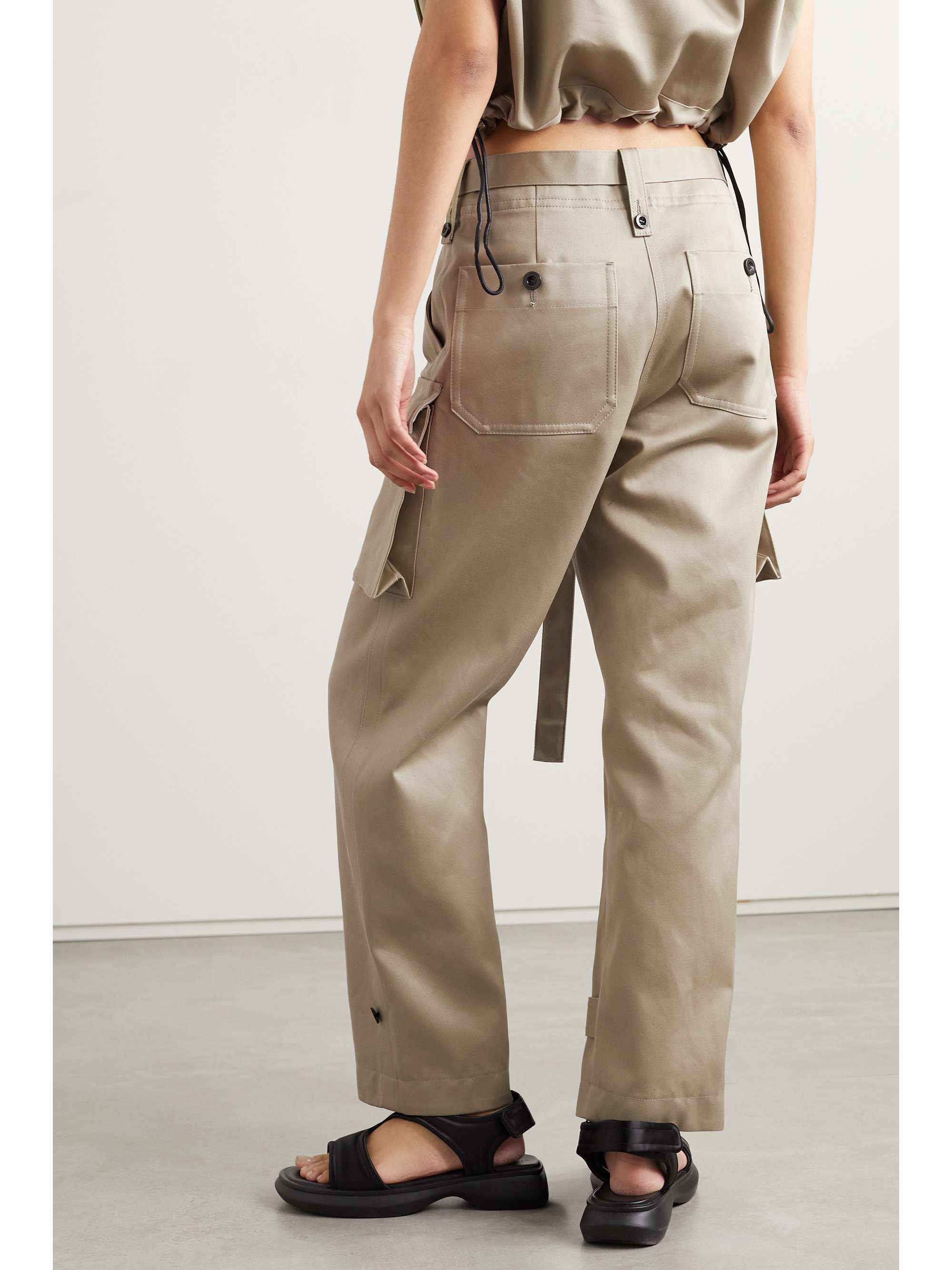 SACAI Belted cotton-twill tapered cargo pants