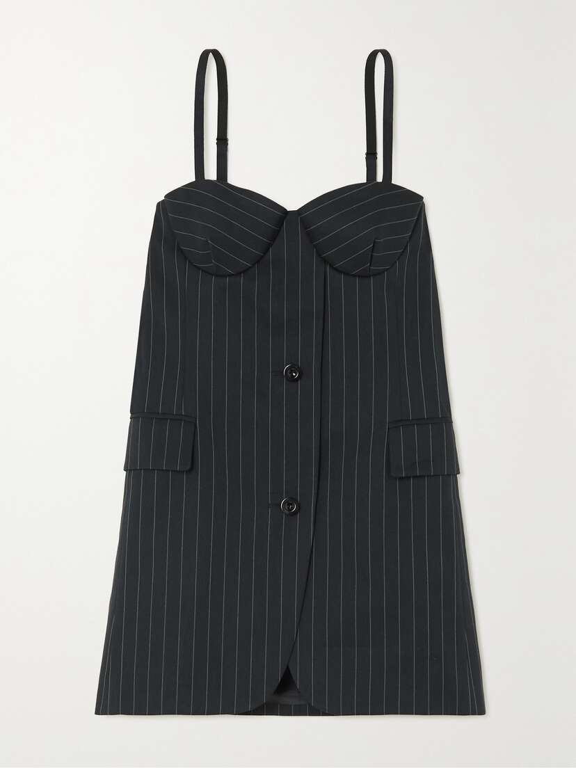 Sacai Pinstriped Cotton-poplin Mini Dress