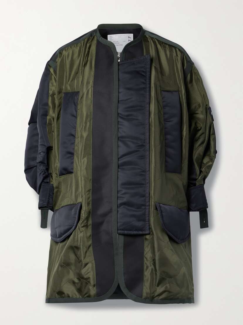 Sacai Paneled Grosgrain-trimmed Shell, Ripstop And Cotton-blend Twill Jacket