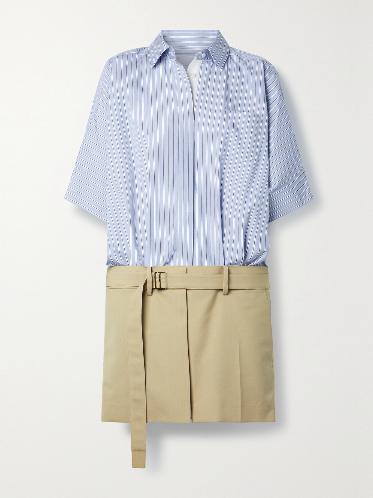 Sacai X Thomas Mason Striped Cotton-poplin Shirt Dress In Blue