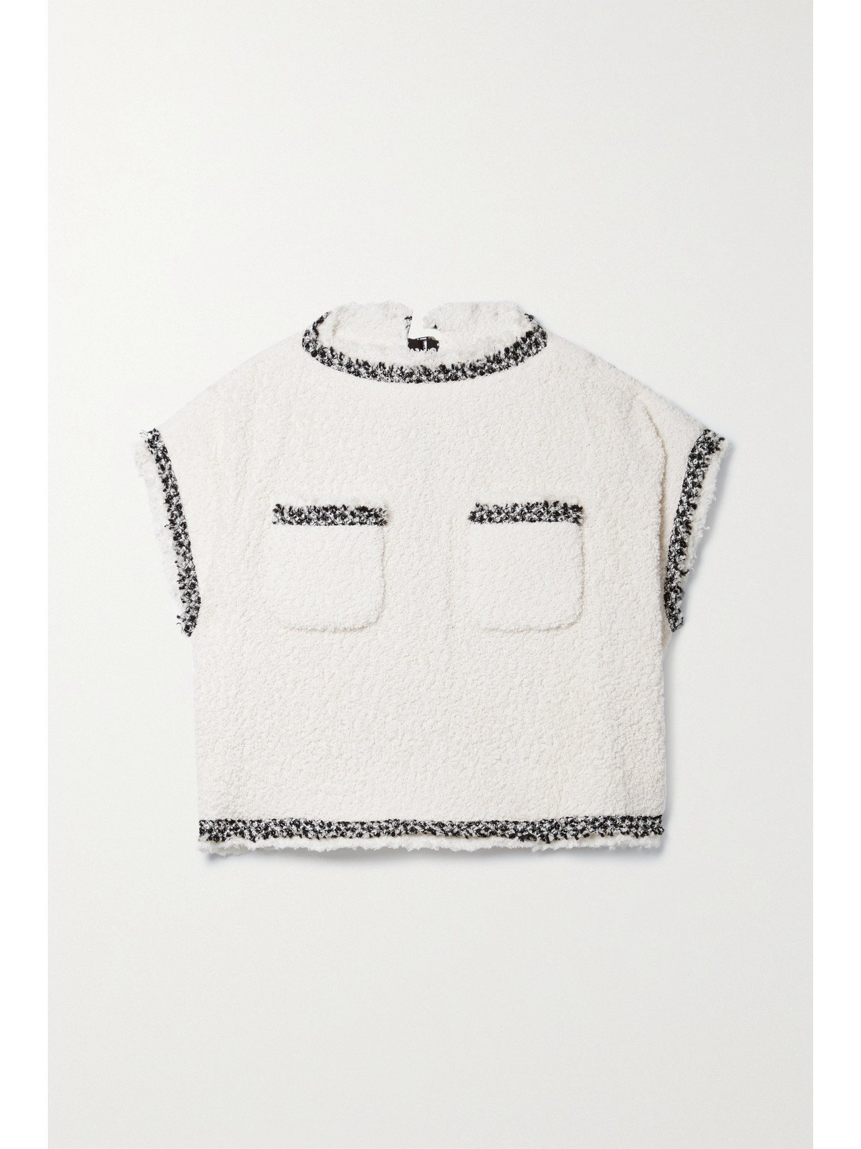 Sacai - Open-back Bouclé Top - Off-white