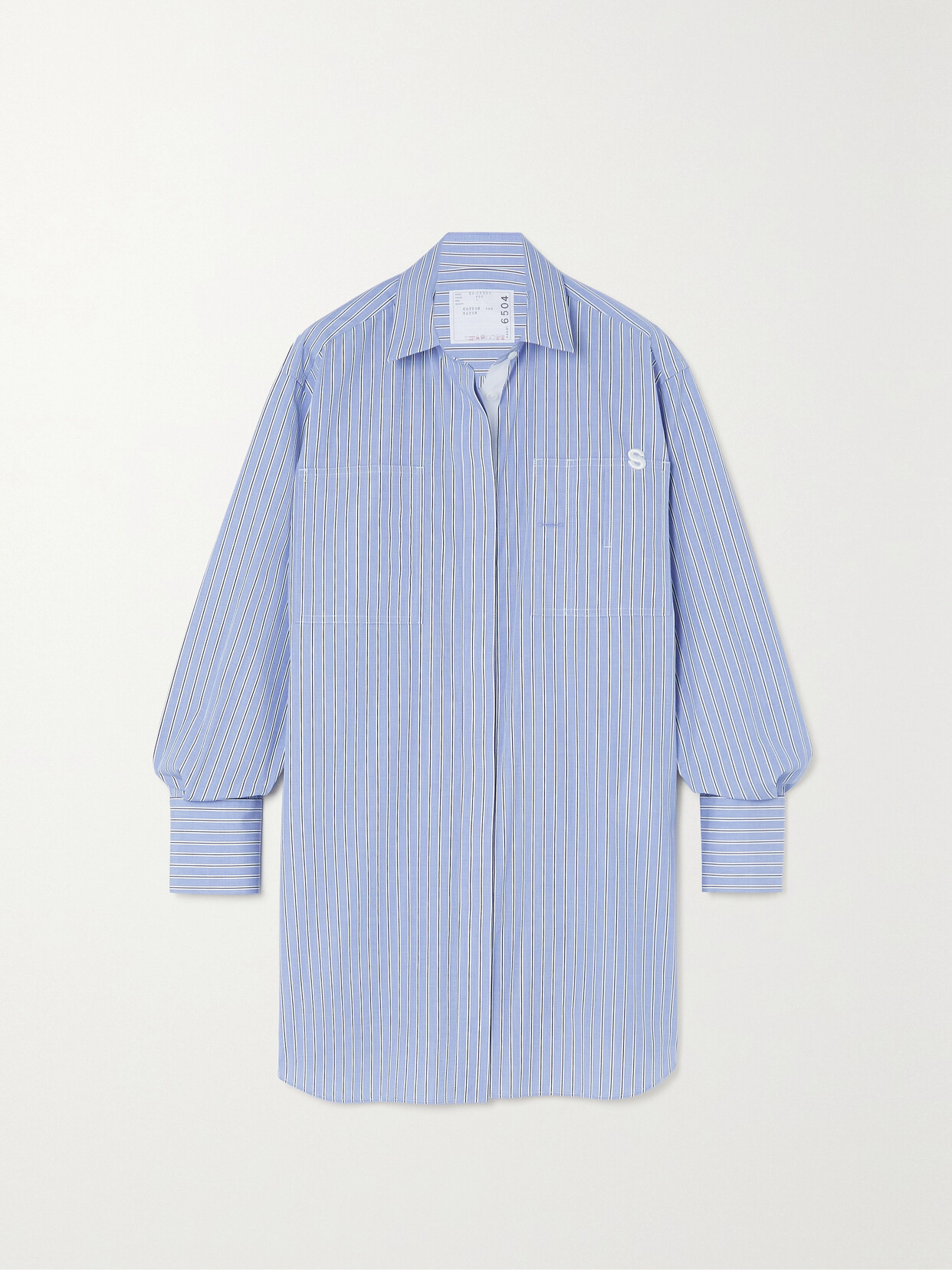 Sacai - + Thomas Mason Embroidered Striped Cotton-poplin Shirt - Blue