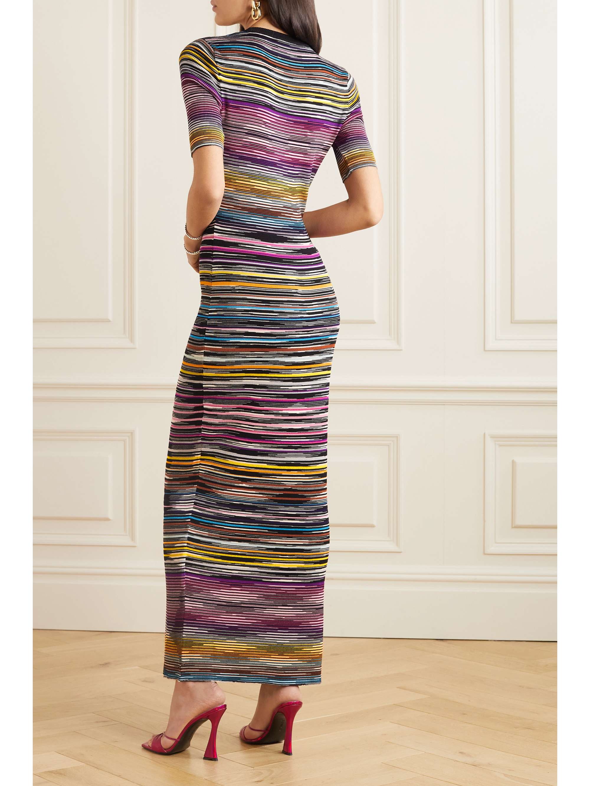 MISSONI Striped crochet-knit wool-blend maxi dress