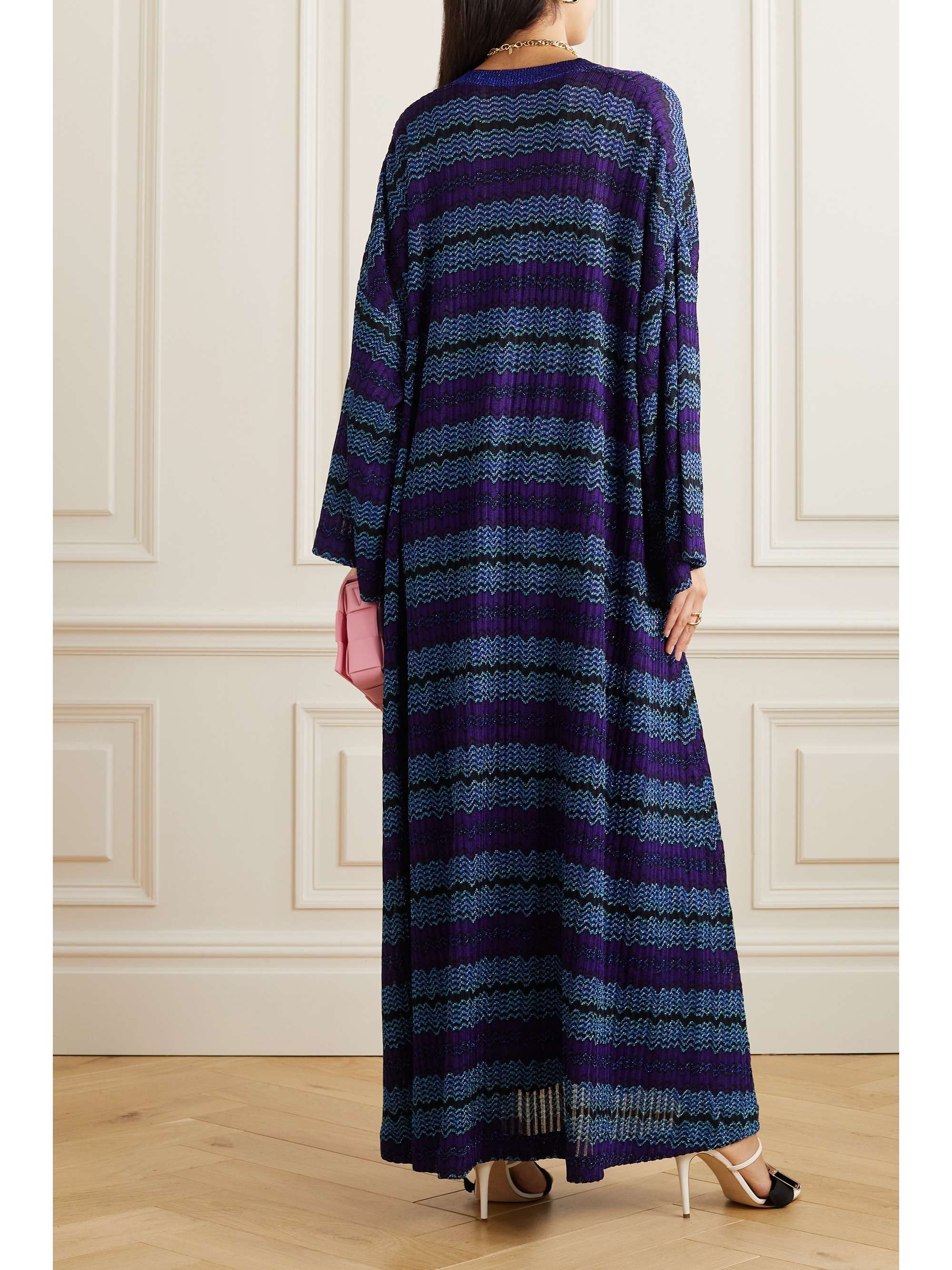 MISSONI Metallic striped crochet-knit maxi dress