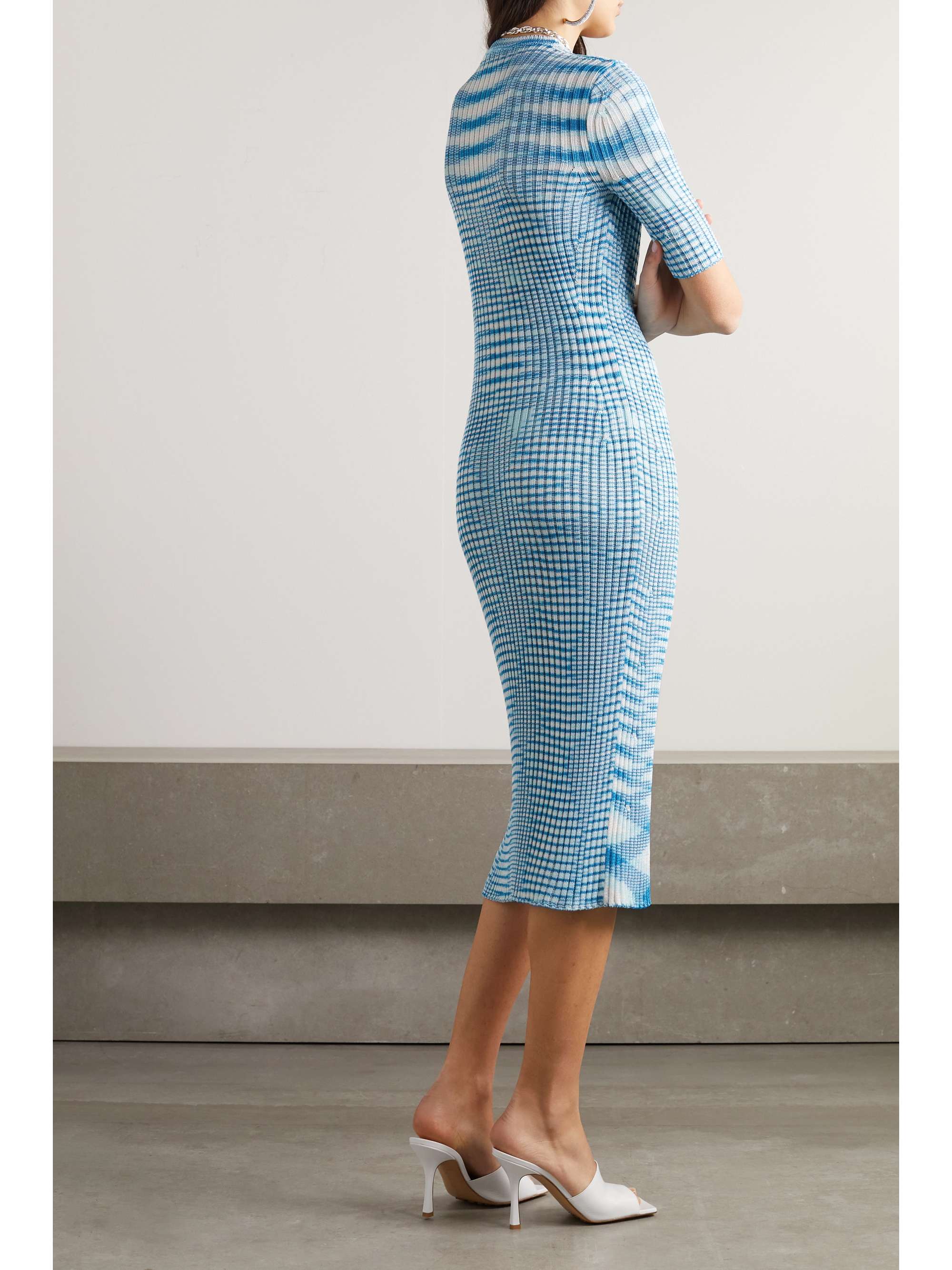 MISSONI Space-dyed ribbed-knit midi dress