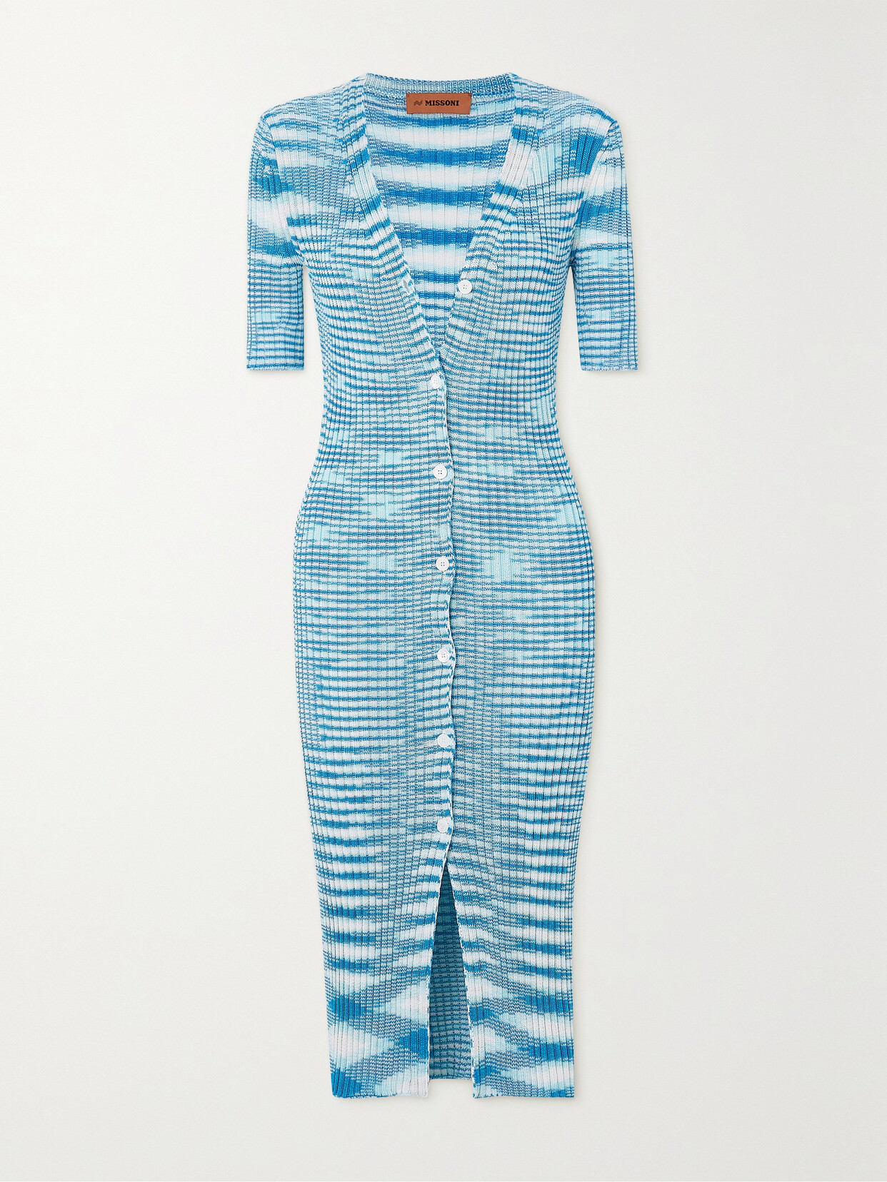 Missoni - Space-dyed Ribbed-knit Midi Dress - Blue