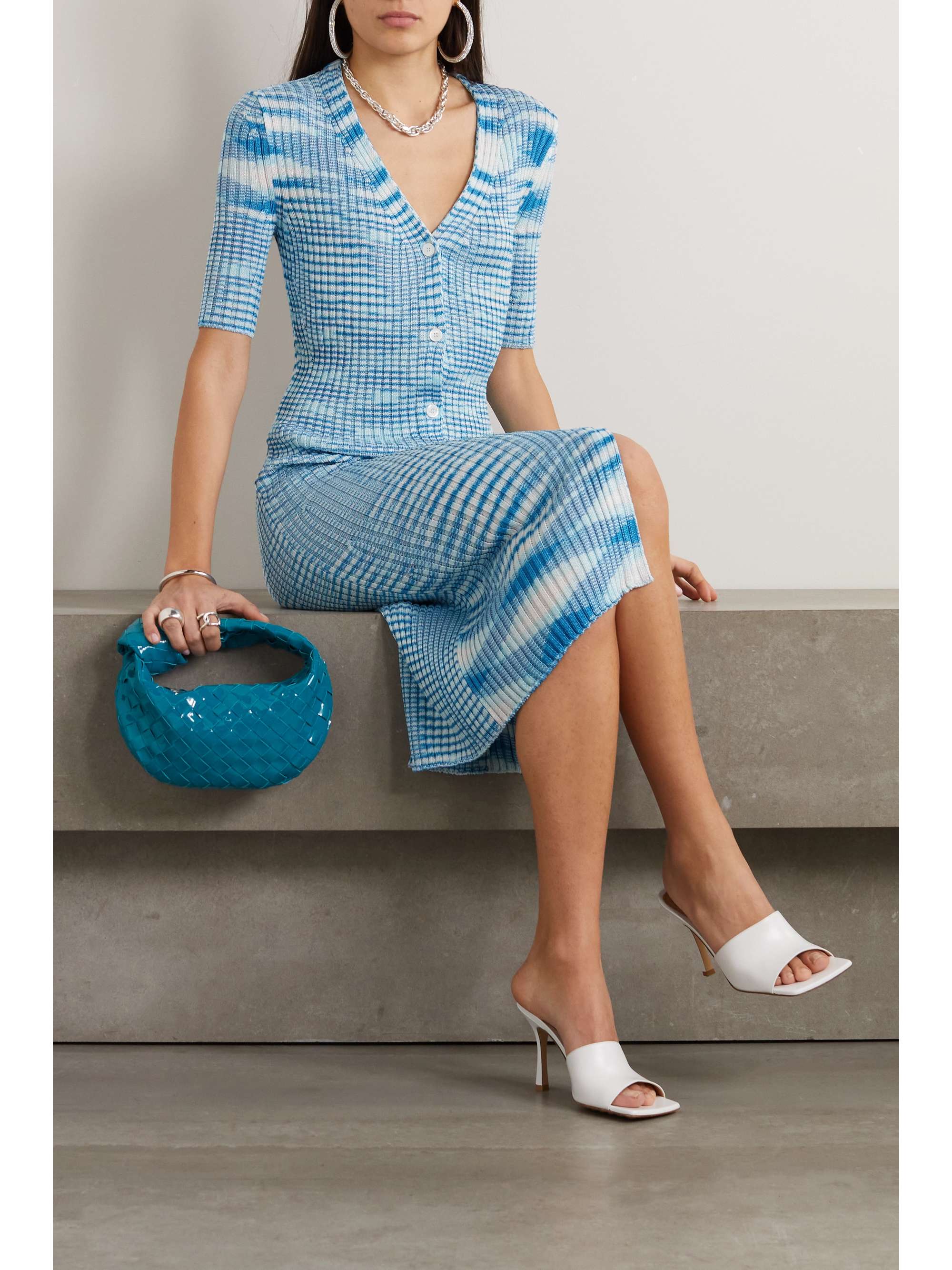 MISSONI Space-dyed ribbed-knit midi dress