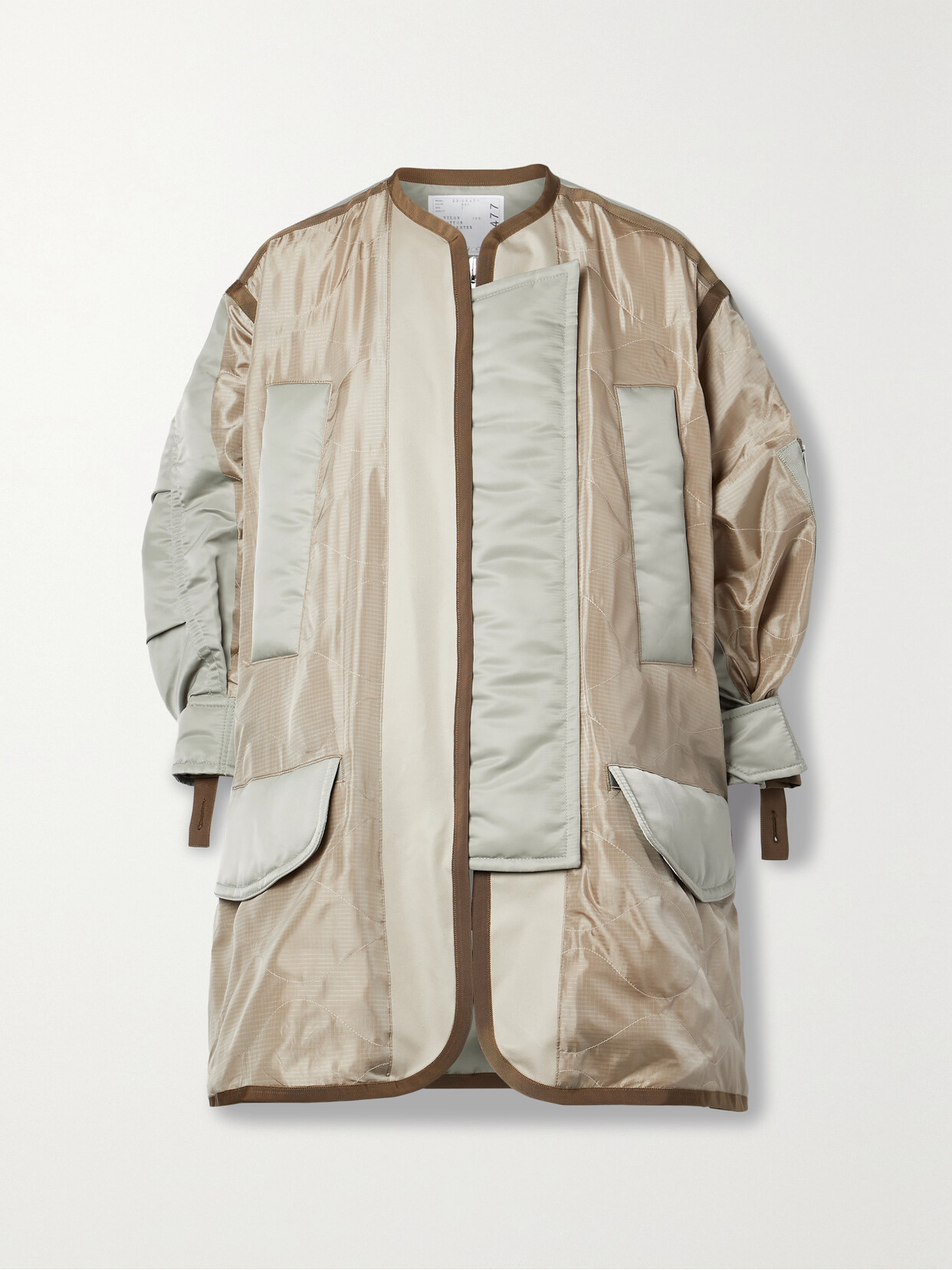 Sacai - Paneled Grosgrain-trimmed Shell, Ripstop And Cotton-blend Twill Jacket - Neutrals