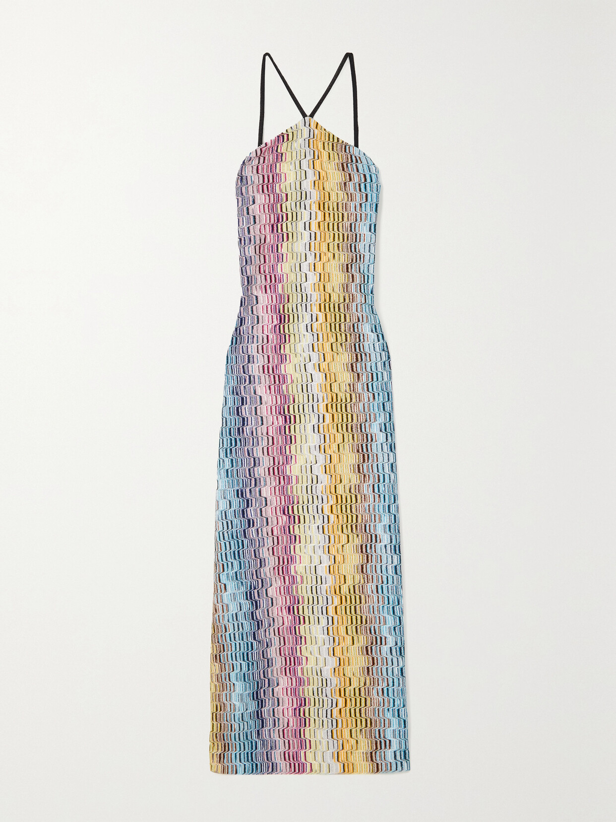 Missoni Open back Metallic Crochet knit Maxi Dress Pink