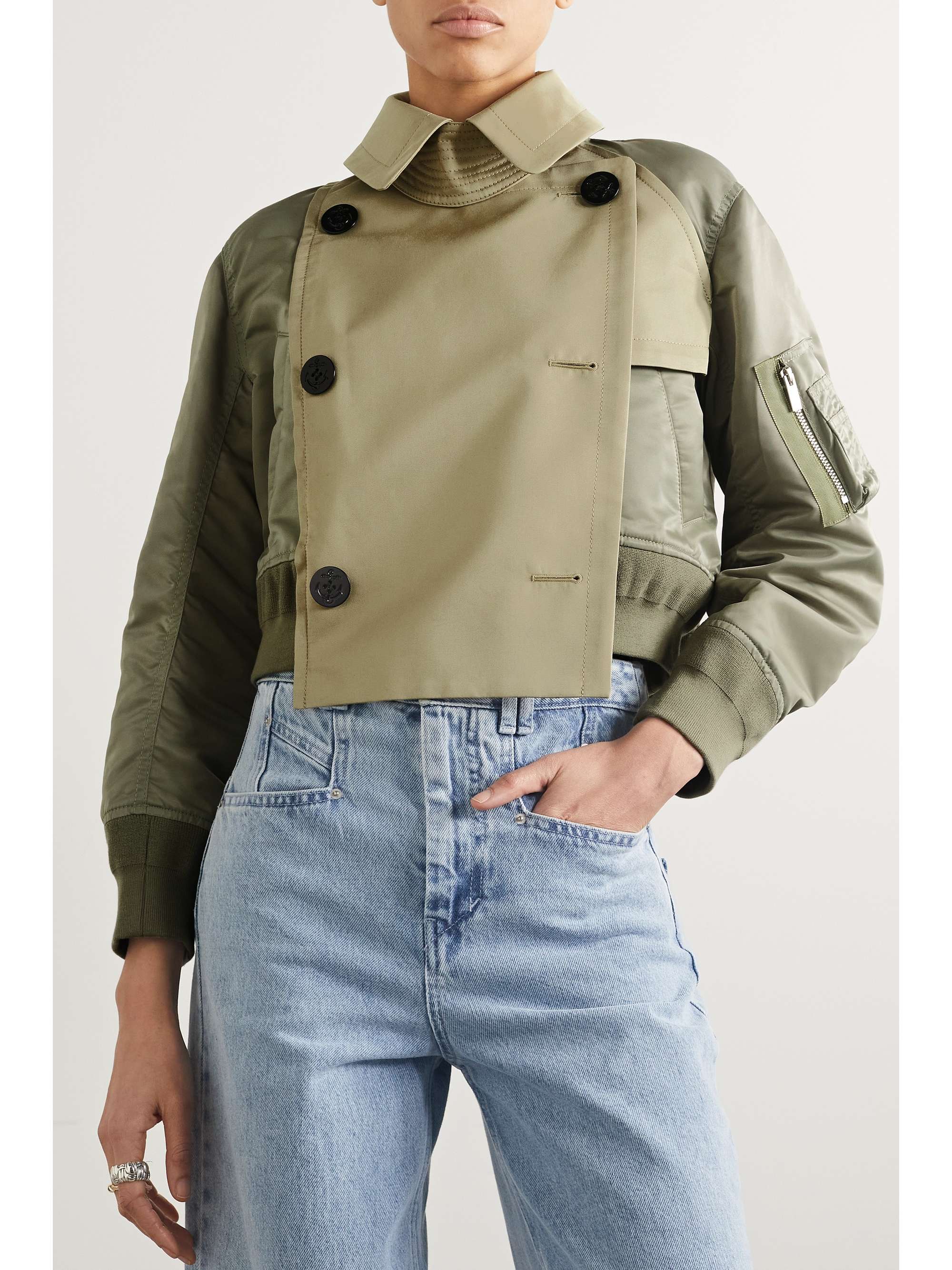 SACAI Cotton-blend twill and padded shell jacket