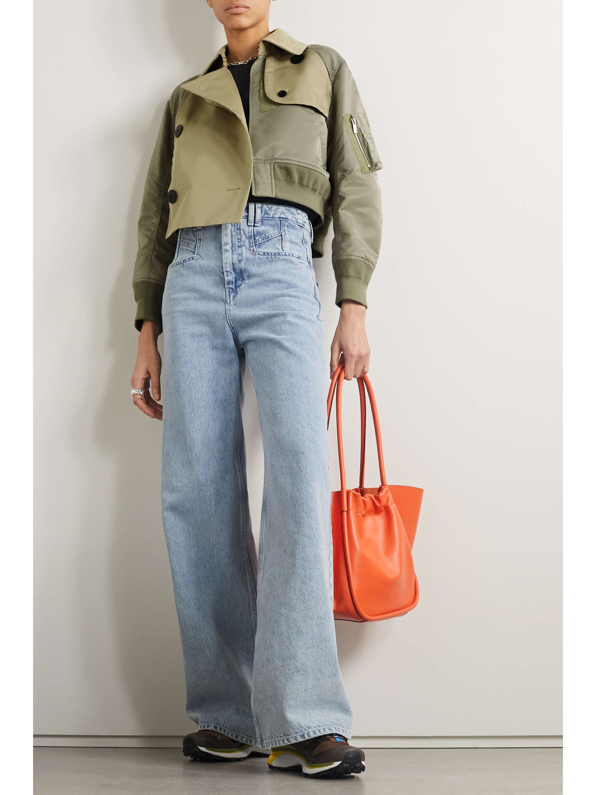 SACAI Cotton-blend twill and padded shell jacket