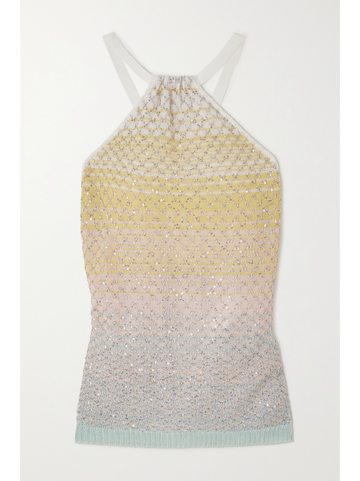 Missoni - Striped Sequin-embellished Crochet-knit Top - Blue