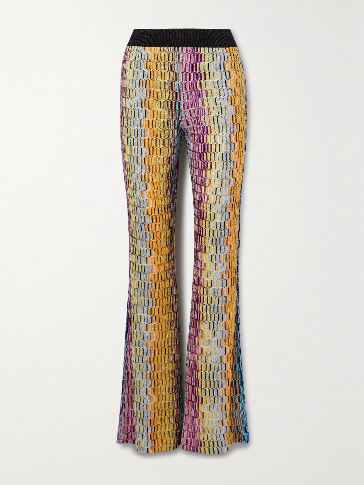 Missoni Metallic Striped Crochet-knit Flared Pants - Yellow
