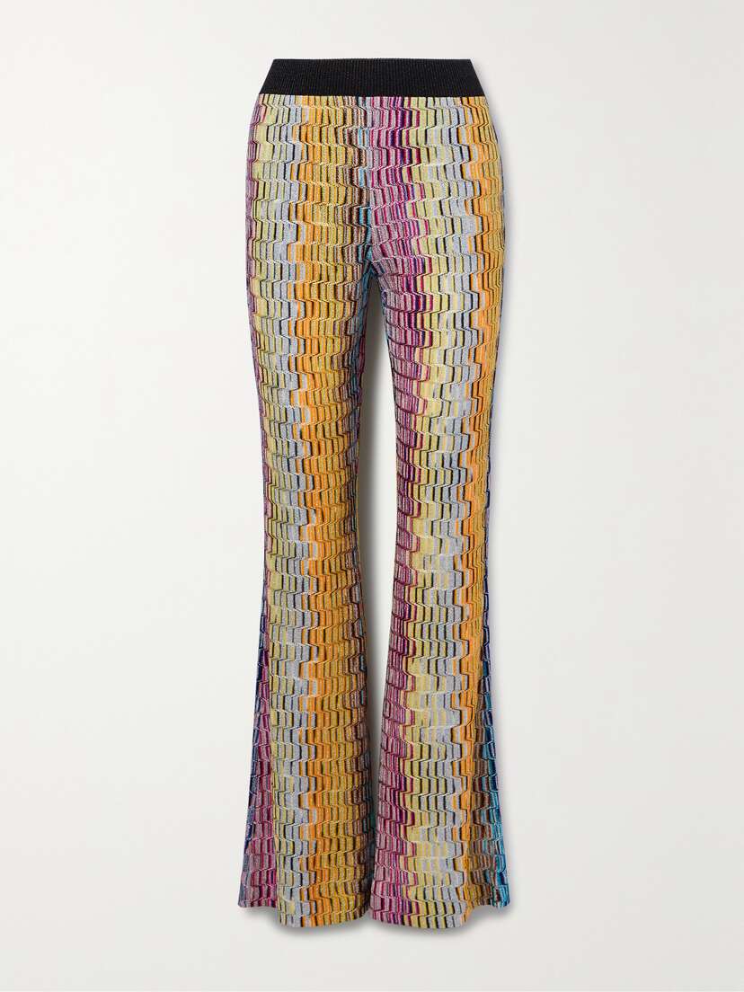 Missoni Metallic Striped Crochet-knit Flared Pants
