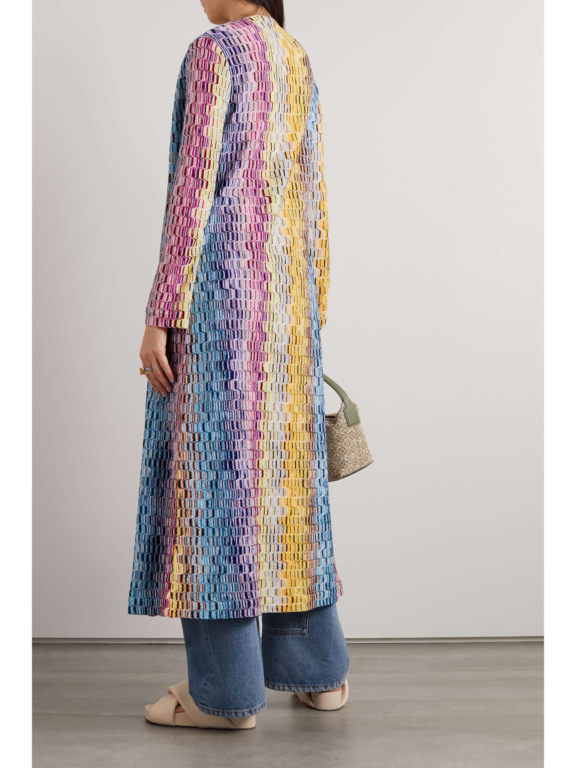 MISSONI Striped metallic crochet-knit cardigan