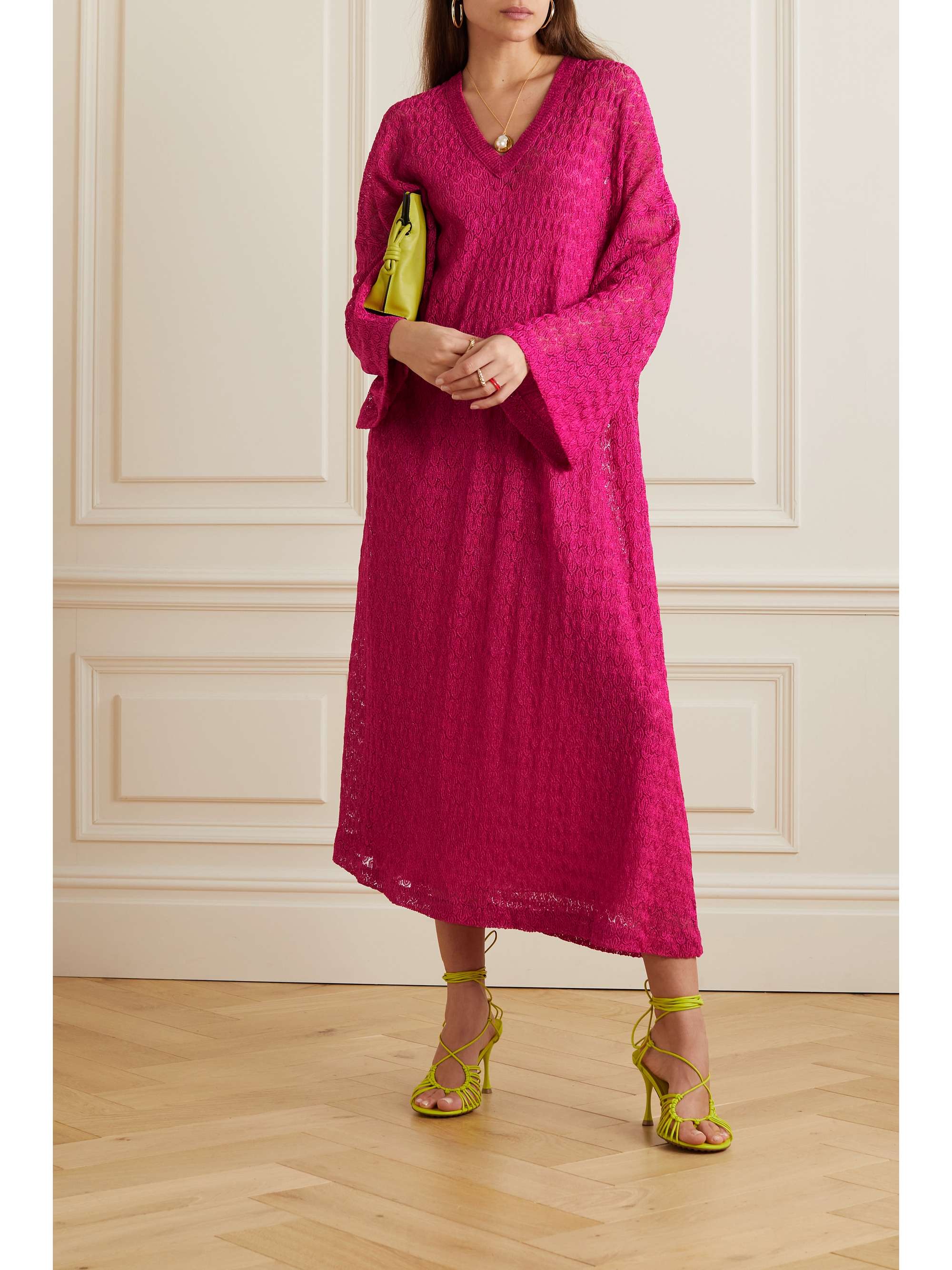 MISSONI Metallic crochet-knit kaftan