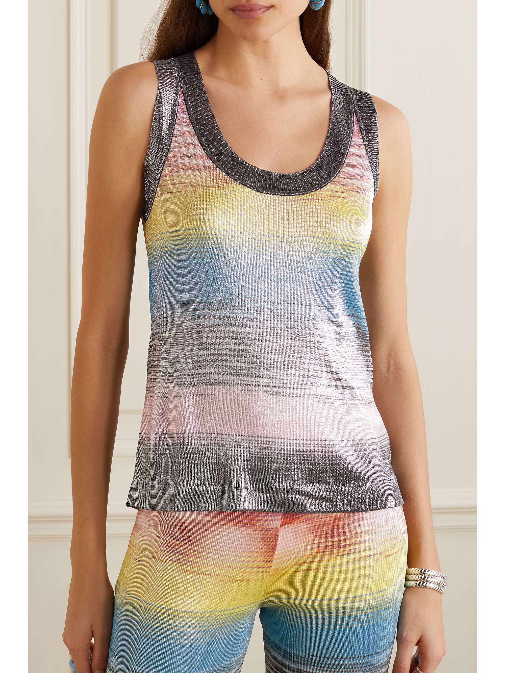 MISSONI Striped metallic knitted tank