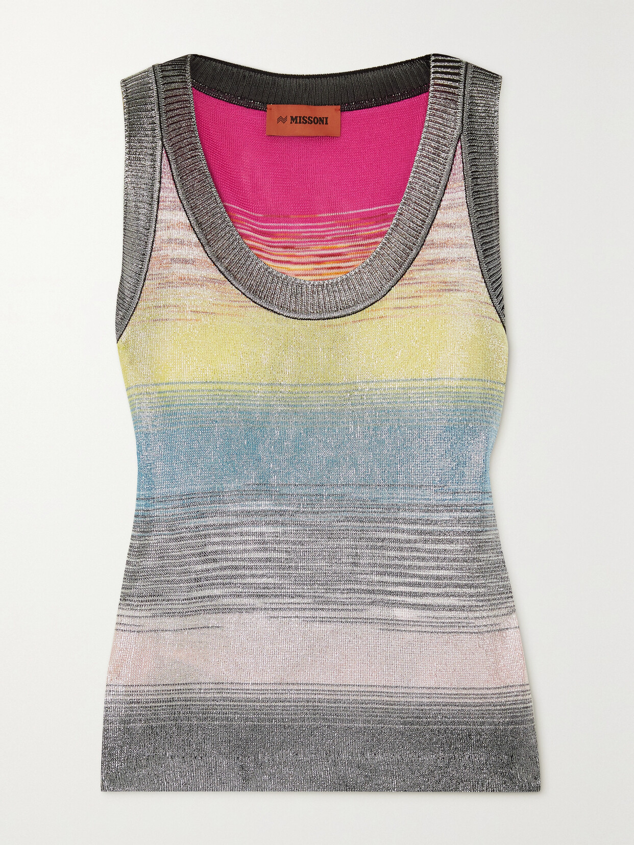 Missoni - Striped Metallic Knitted Tank - Yellow