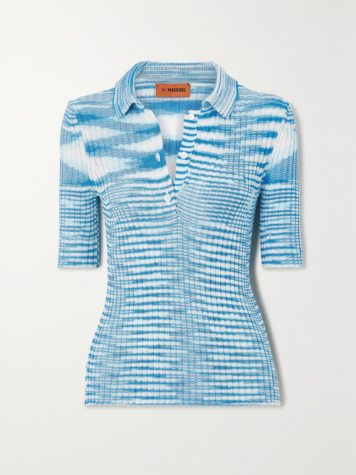 Missoni - Space-dyed Ribbed-knit Polo Shirt - Blue