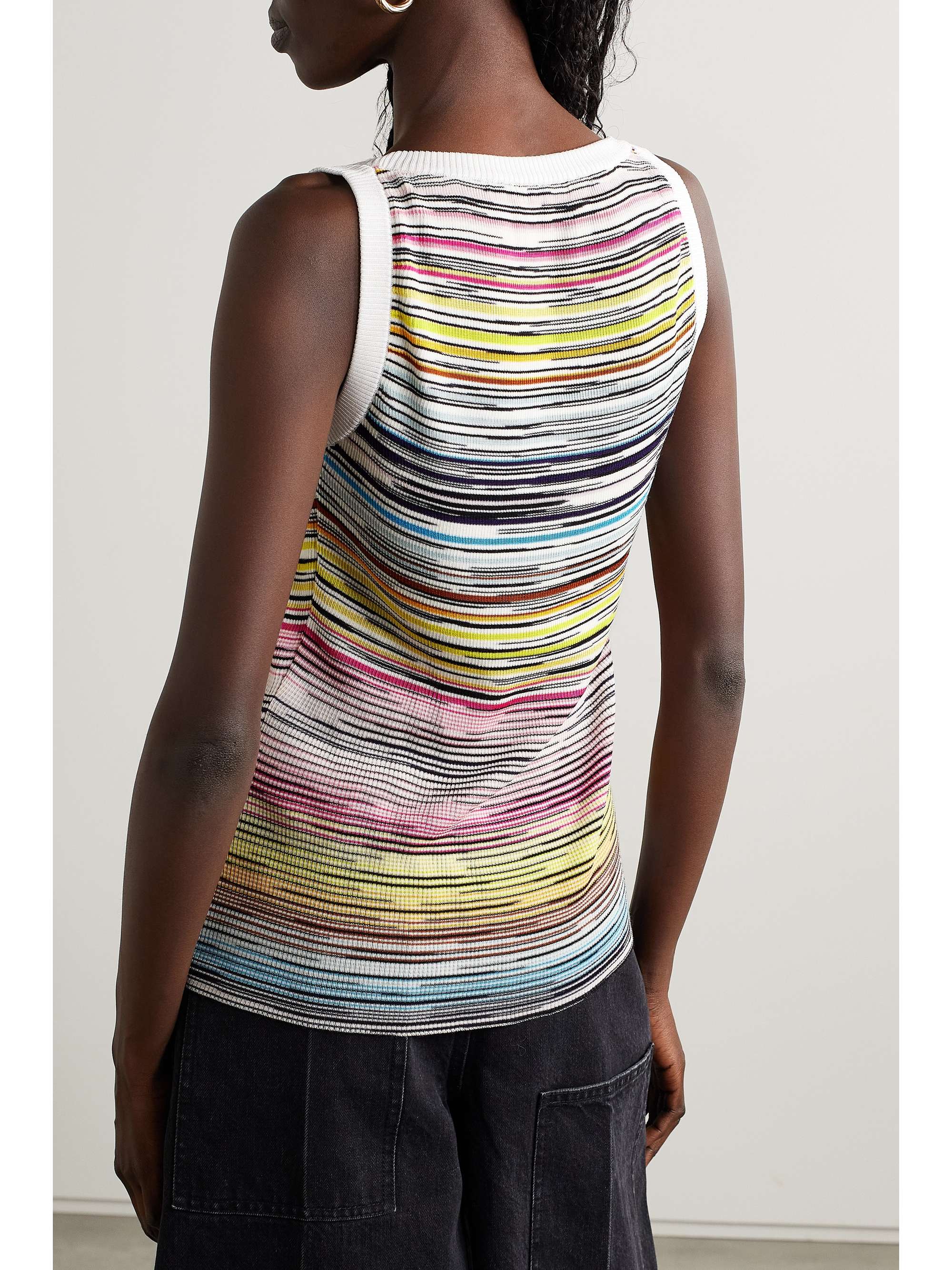 MISSONI Striped crochet-knit wool-blend tank