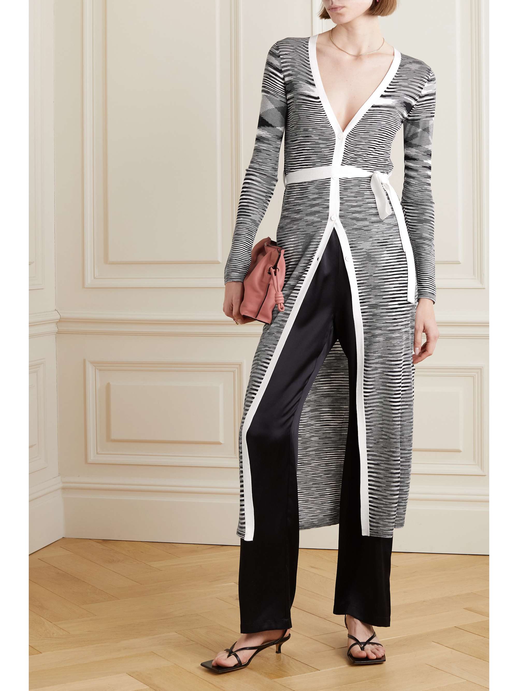 MISSONI Belted striped silk cardigan