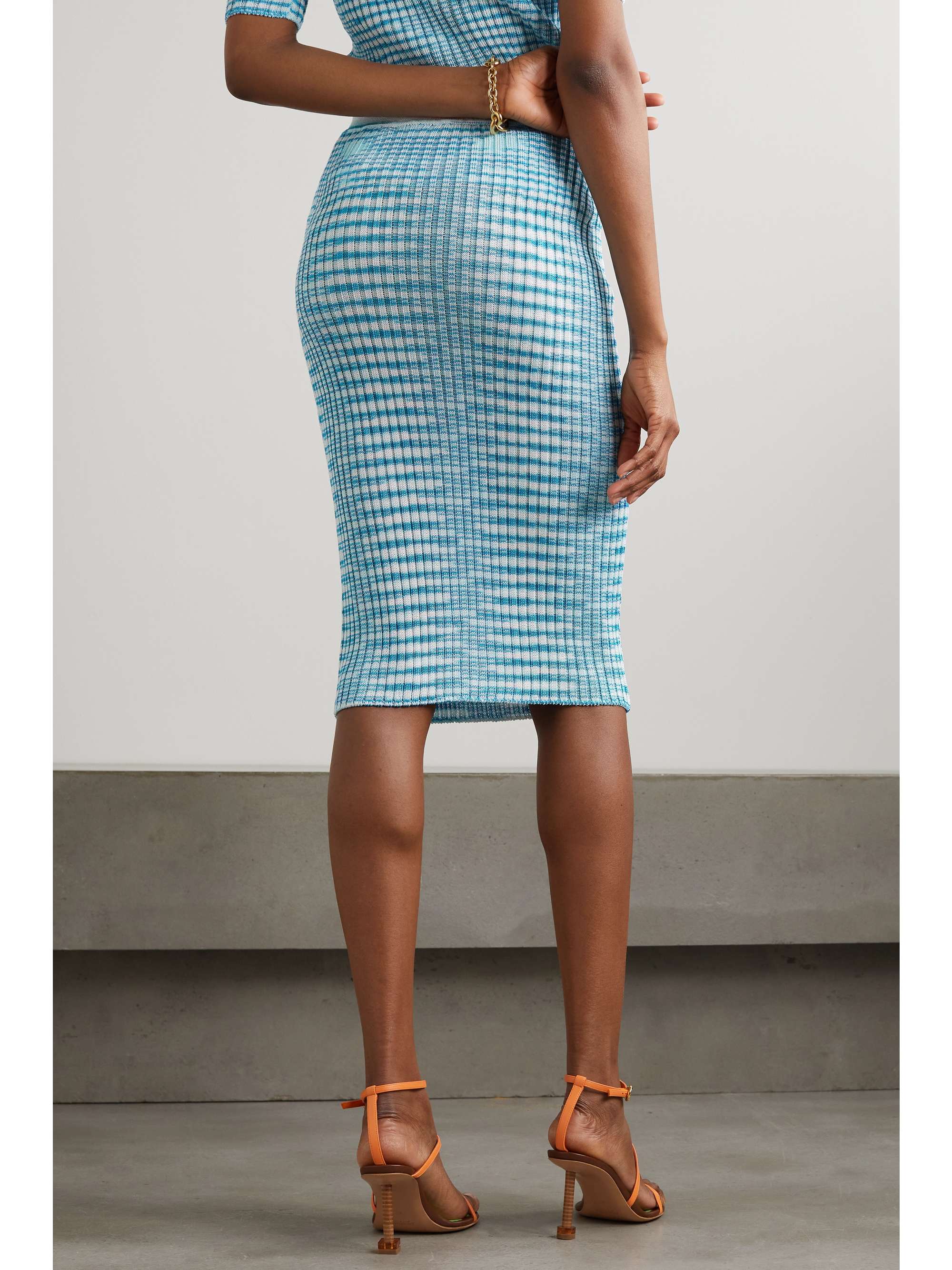 MISSONI Striped stretch-knit midi skirt