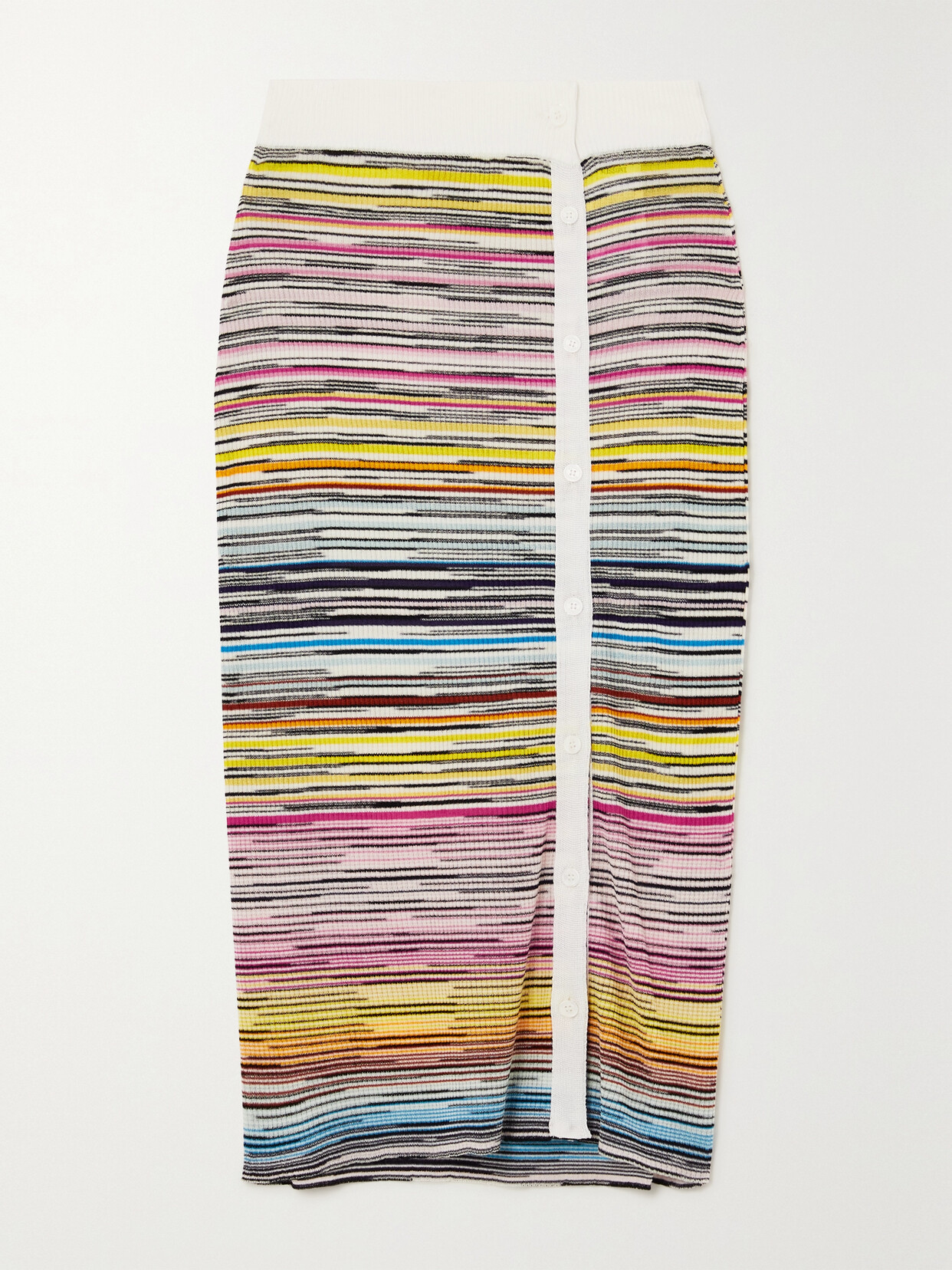 Missoni - Striped Ribbed Wool-blend Midi Skirt - White