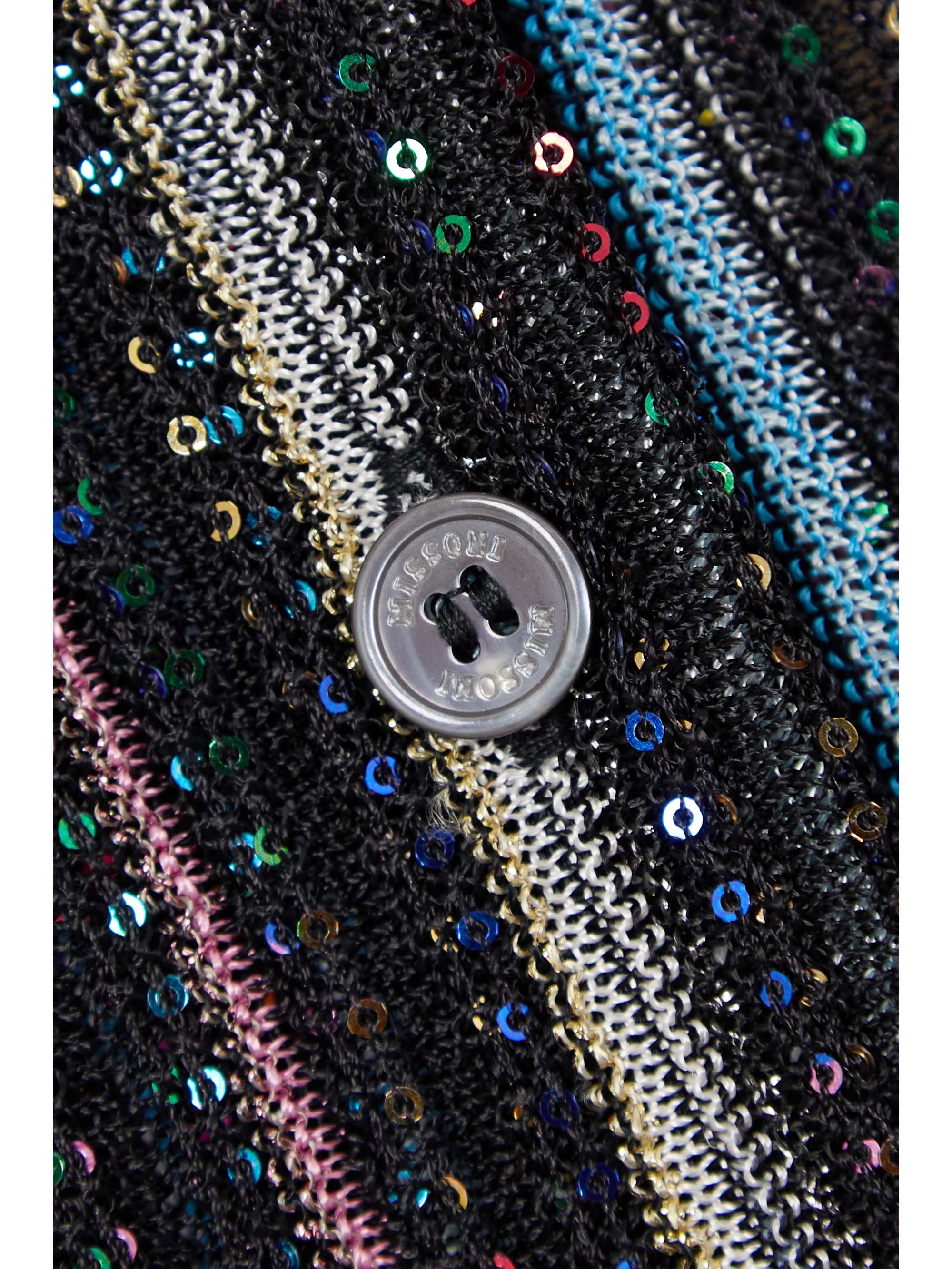 MISSONI Sequin-trimmed striped metallic ribbed-knit cardigan