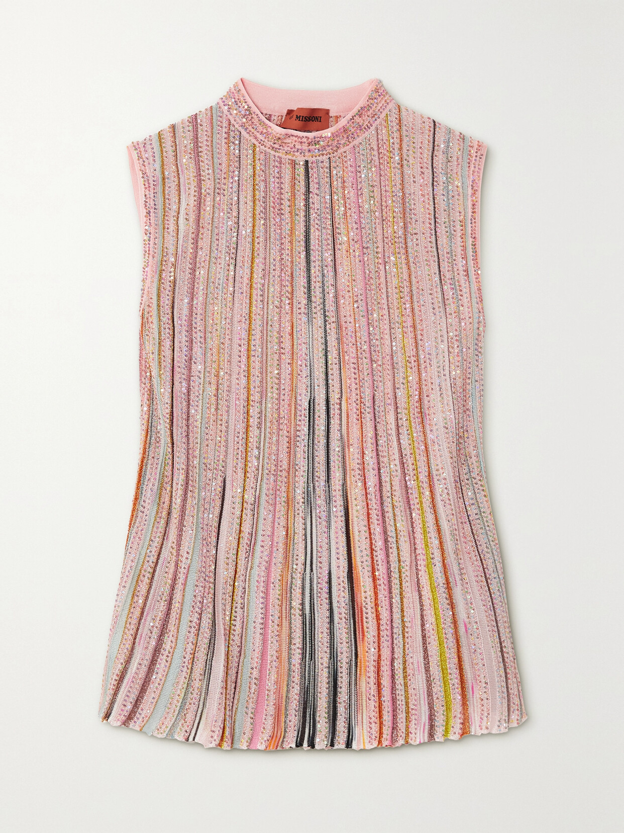 Missoni - Striped Sequined Crochet-knit Tank Top - Pink