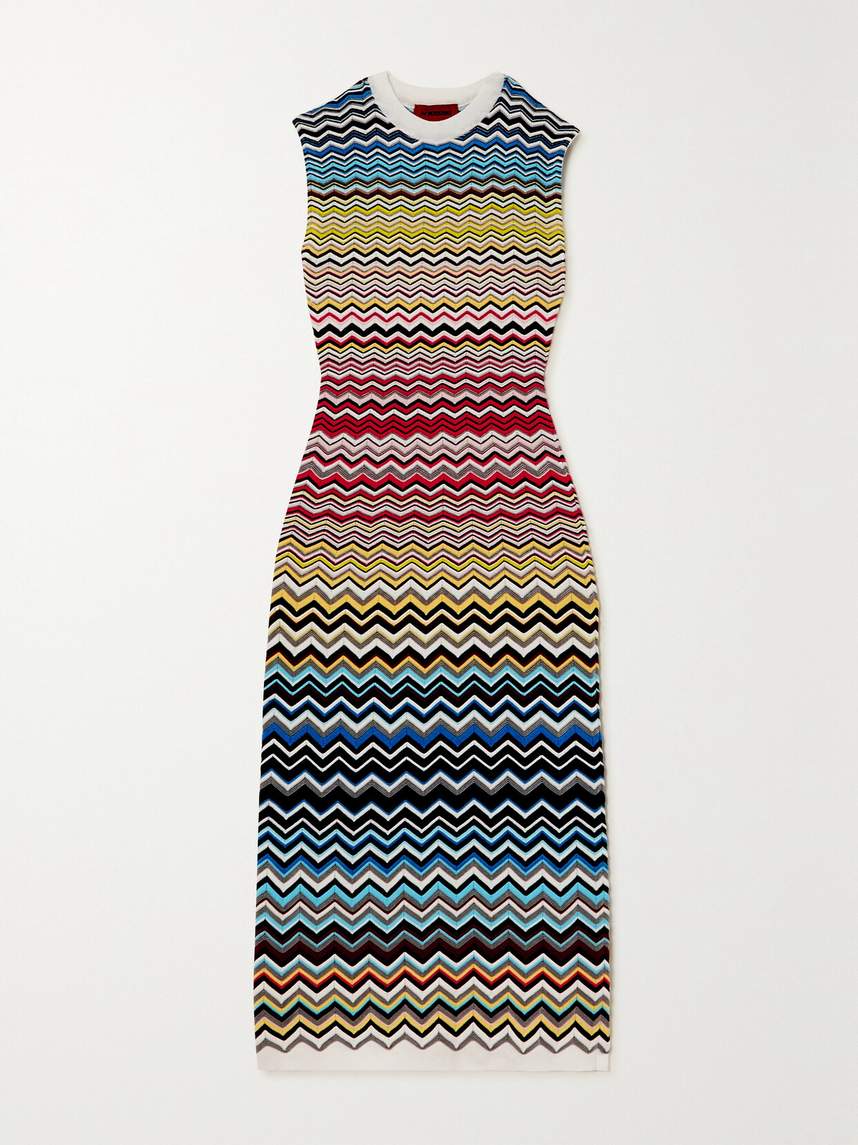 MISSONI CROCHET-KNIT COTTON-BLEND MIDI DRESS