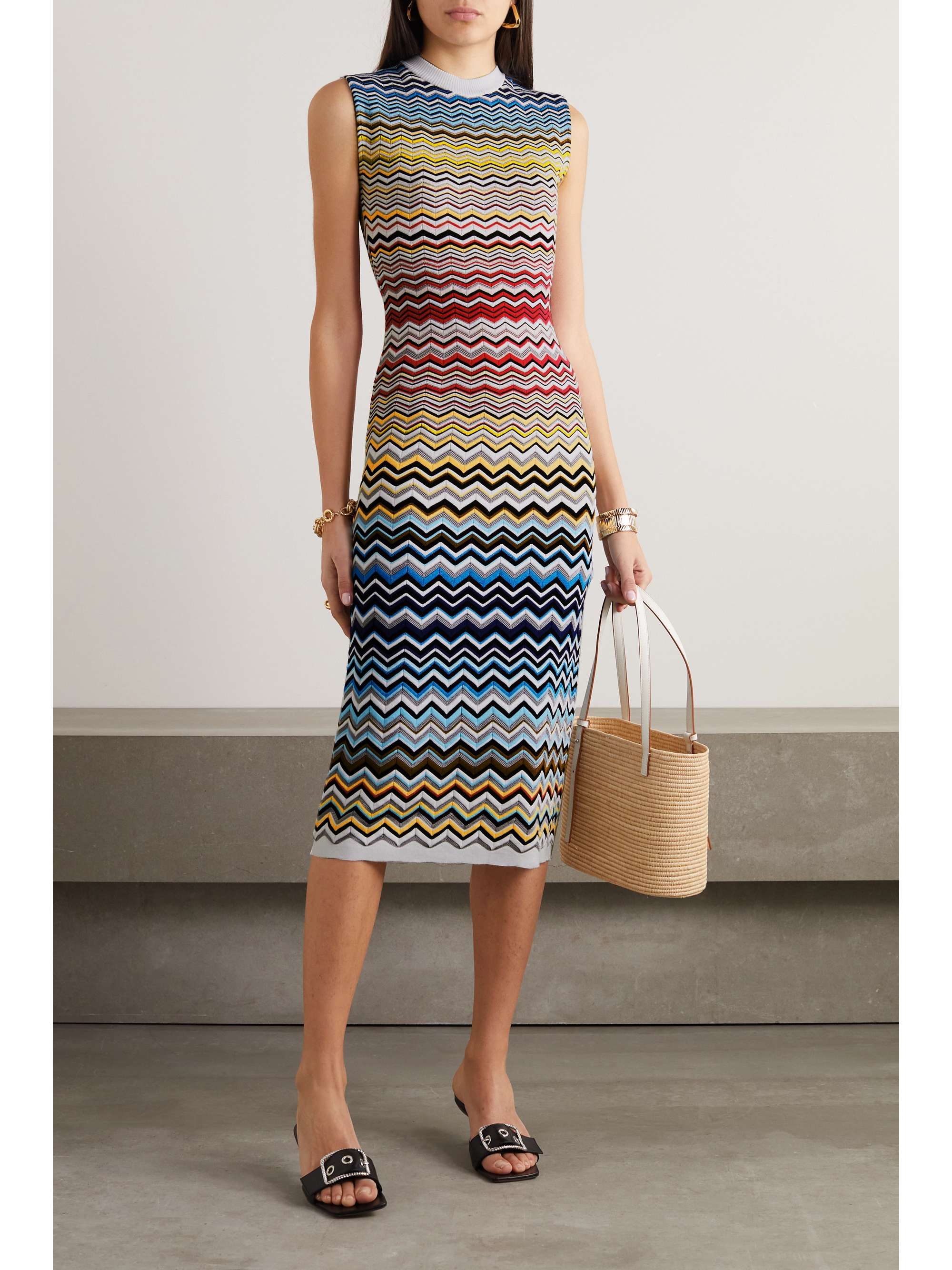 MISSONI Crochet-knit cotton-blend midi dress