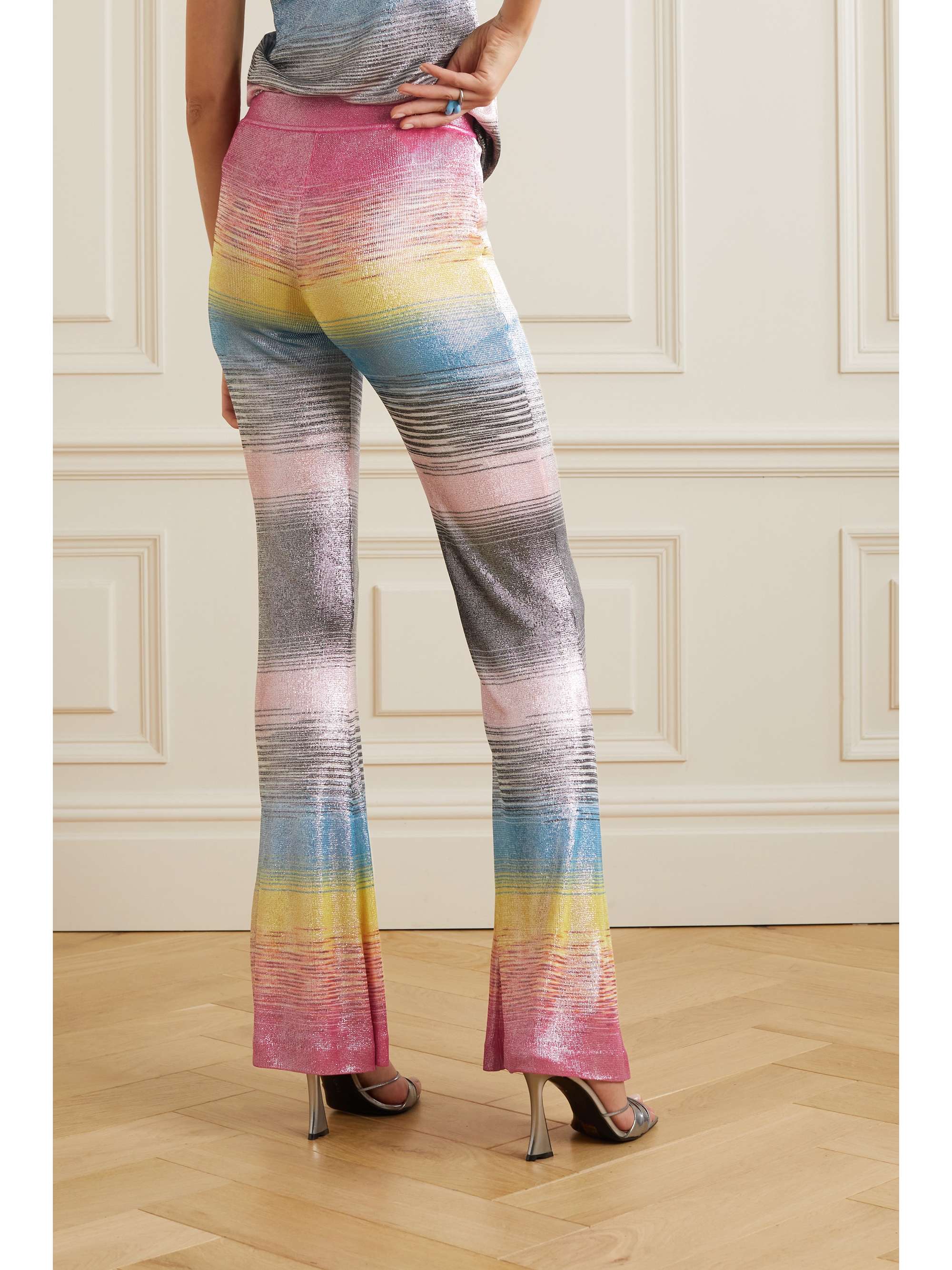MISSONI Striped metallic knitted flared pants