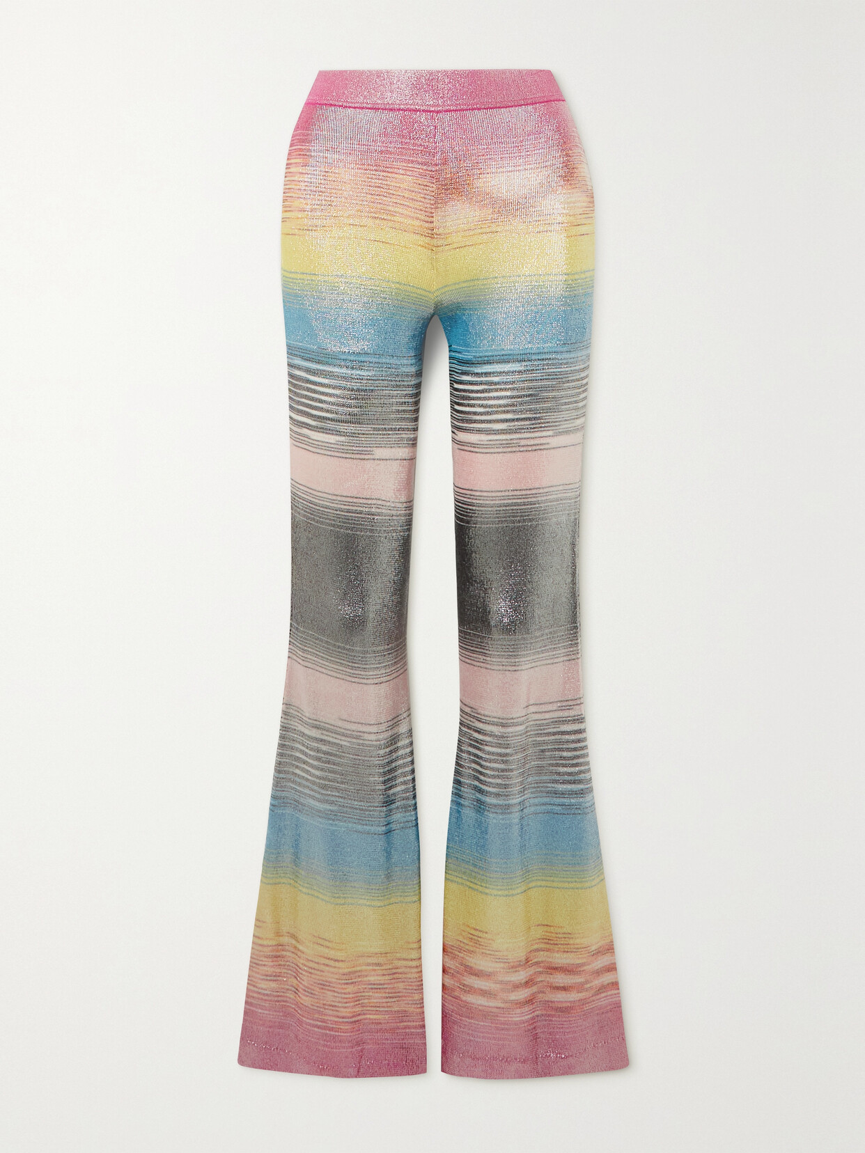 Missoni - Striped Metallic Knitted Flared Pants - Yellow