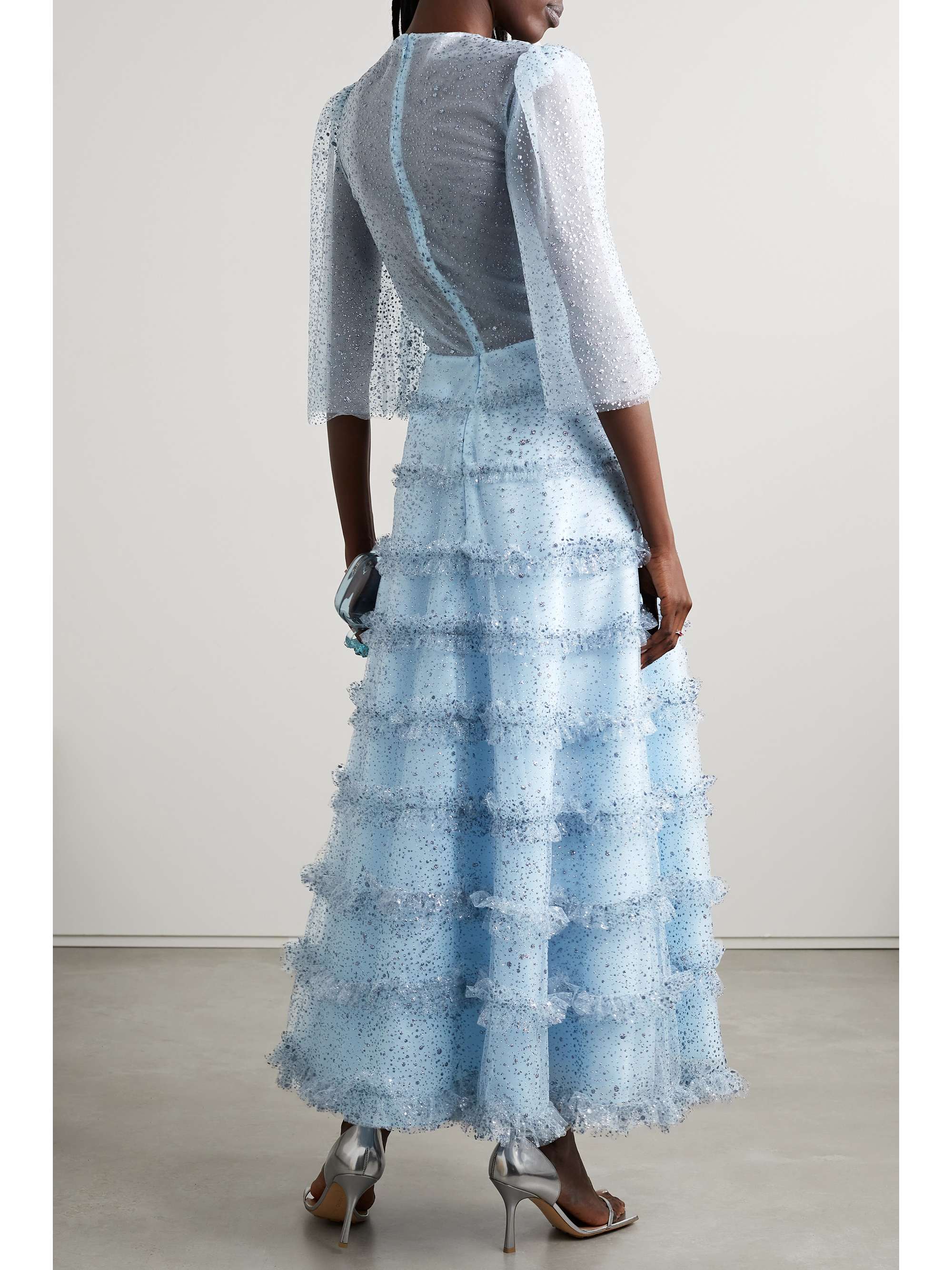 COSTARELLOS Lucia ruffled fil coupé tulle gown