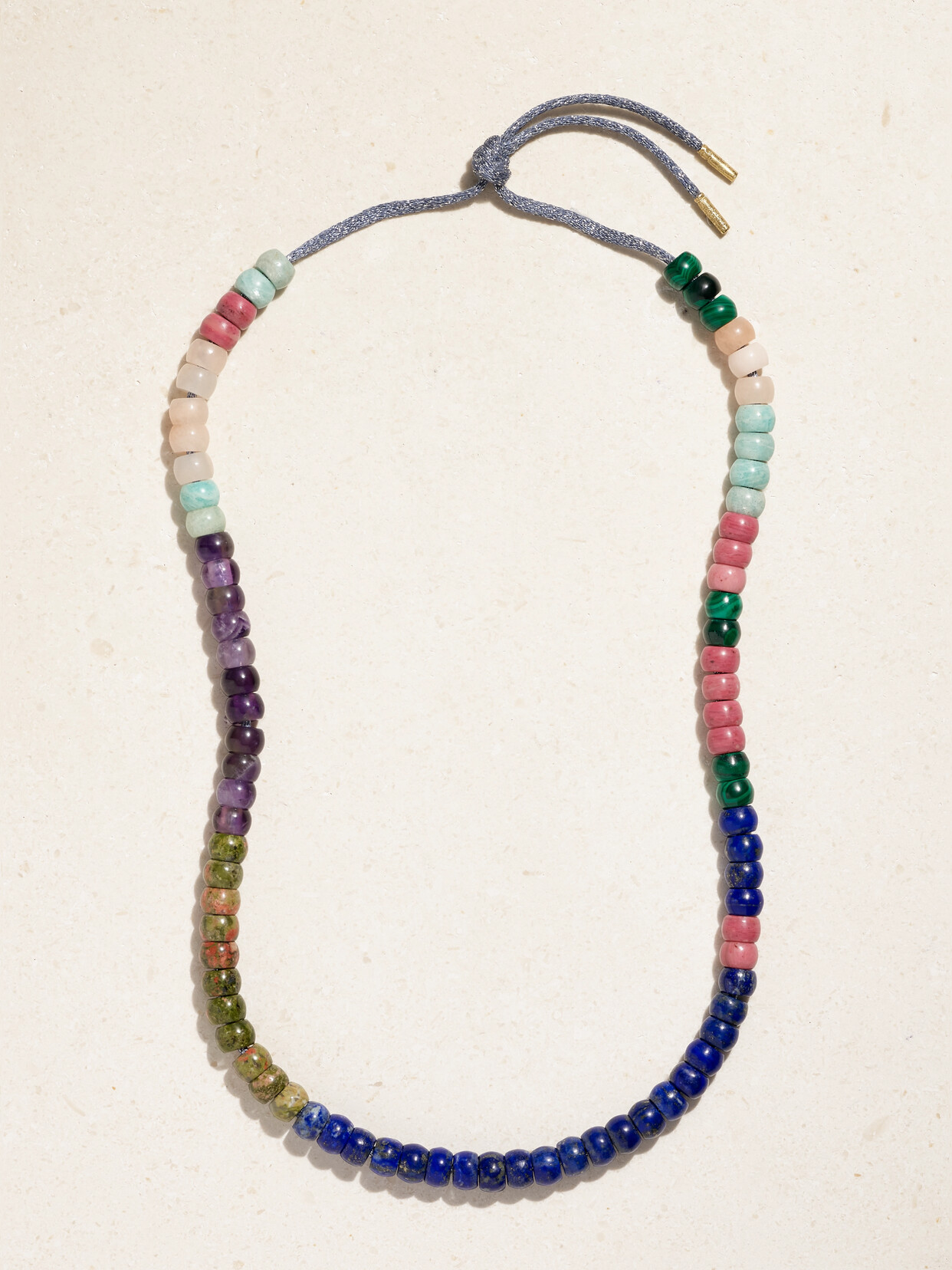 Carolina Bucci - Forte Beads Cartagena 18-karat Gold And Lurex Multi-stone Necklace - Blue