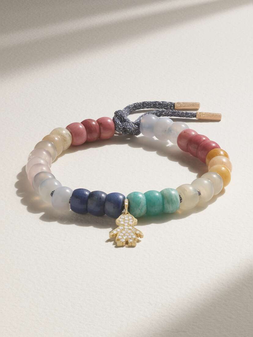 Carolina Bucci Holbox Forte Beads 18-karat Gold, Diamond And Lurex Multi-stone Bracelet