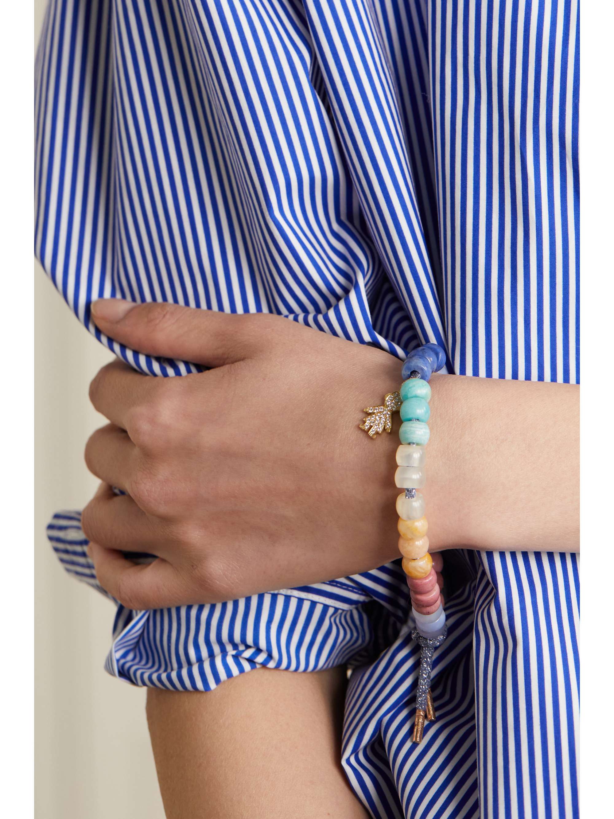 CAROLINA BUCCI Holbox FORTE Beads 18-karat gold, diamond and Lurex multi-stone bracelet